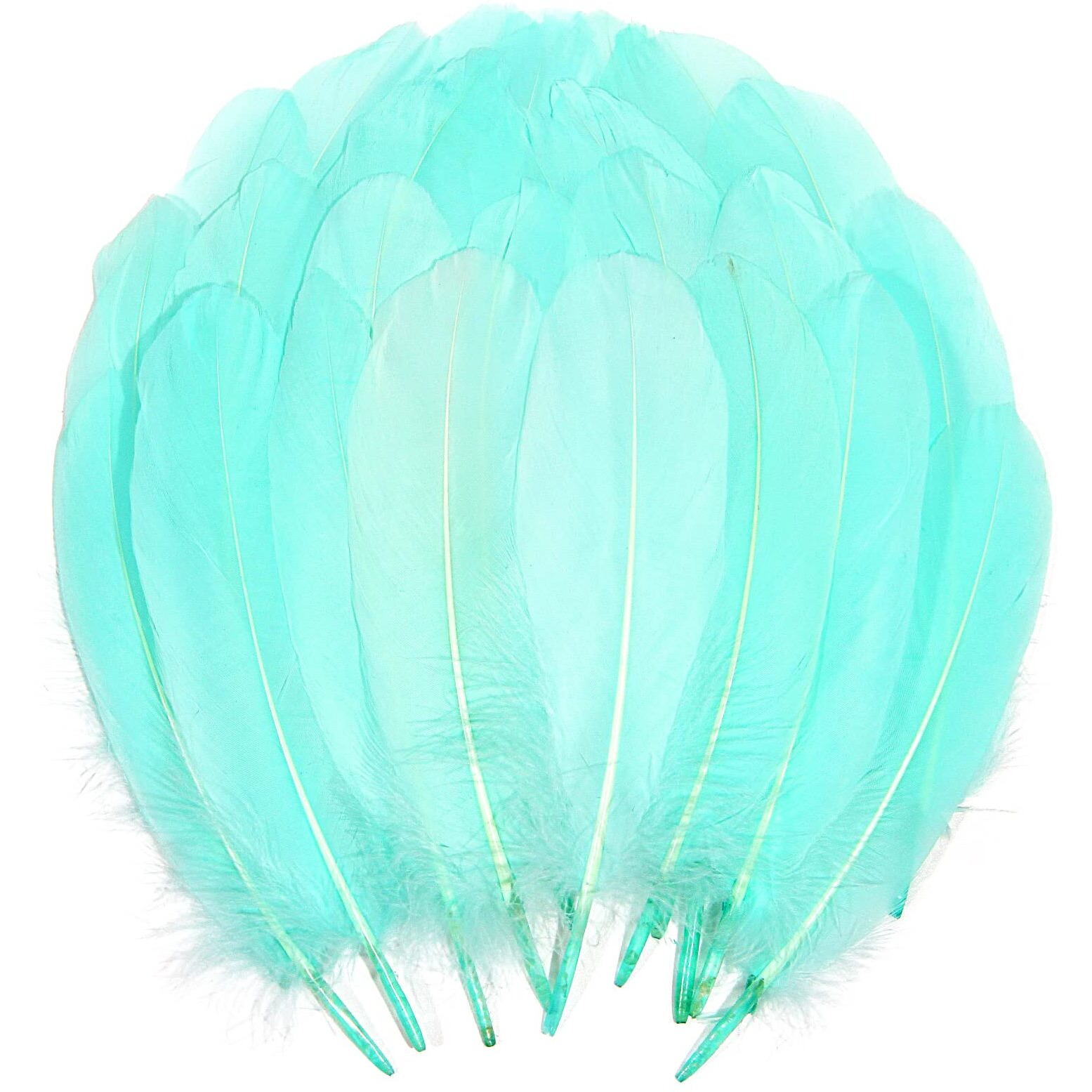 Tharaht 120Pcs Light Blue Goose Feathers Natural Bulk 6-8 Inch 15-20Cm For Crafts Diy Cosplay Wedding Party Halloween Decoration Goose Nagoire Feathers