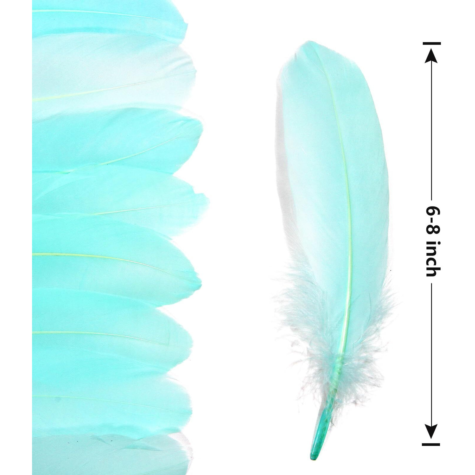 Tharaht 120Pcs Light Blue Goose Feathers Natural Bulk 6-8 Inch 15-20Cm For Crafts Diy Cosplay Wedding Party Halloween Decoration Goose Nagoire Feathers