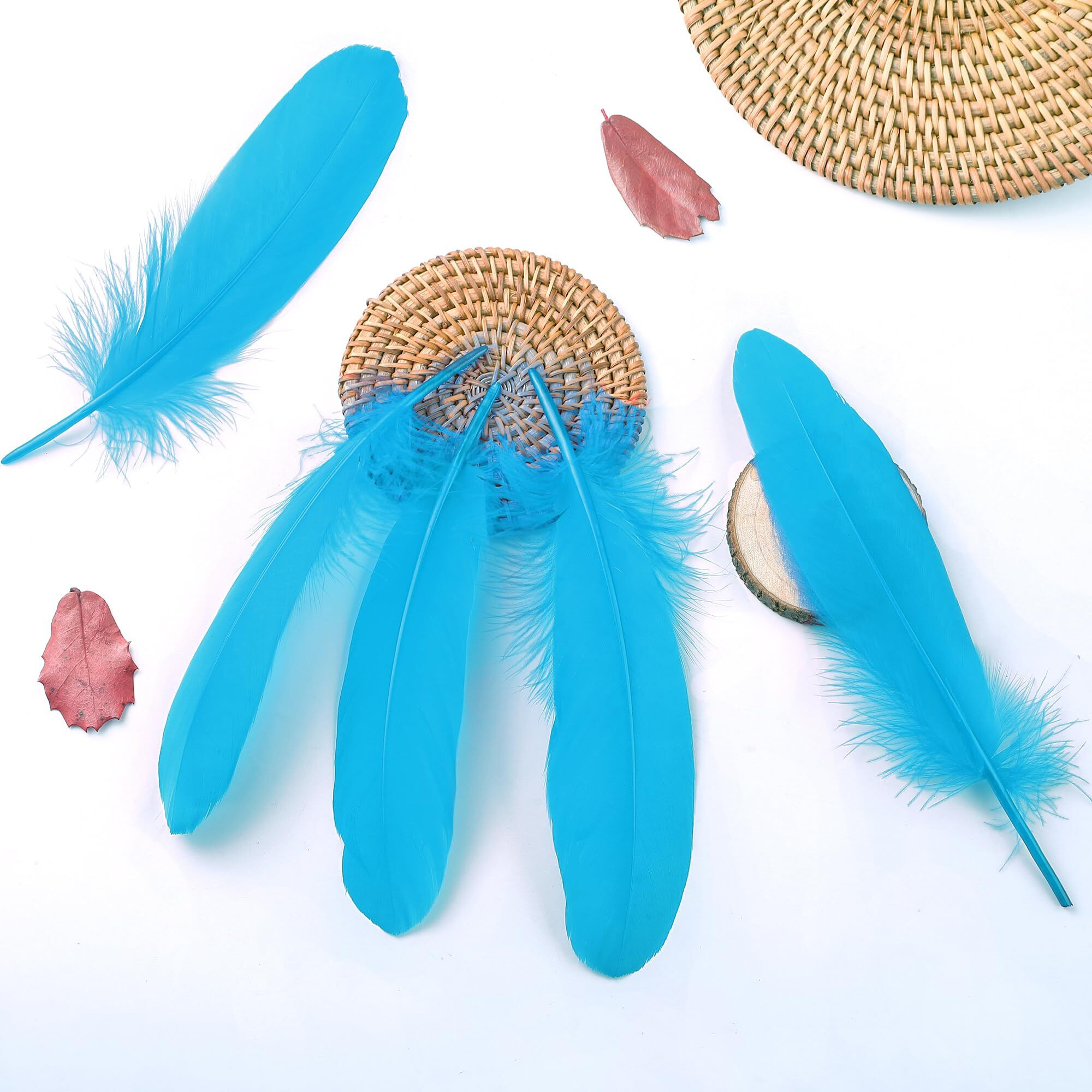 Ballinger Turquoise Craft Feathers Bulk - 120Pcs 6-8Inch Goose Feathers For Diy Crafts Halloween Decorations, Jewelry,Cosplay And Clothing Accessories