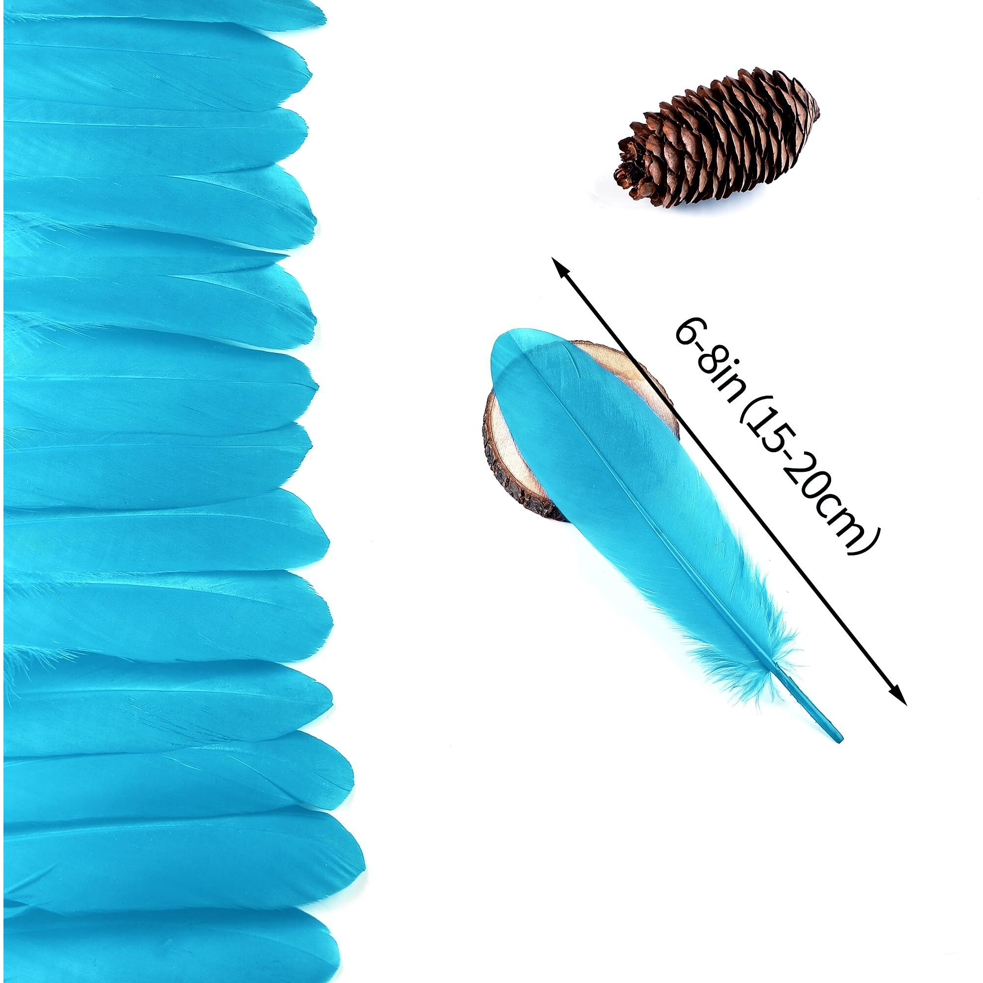 Ballinger Turquoise Craft Feathers Bulk - 120Pcs 6-8Inch Goose Feathers For Diy Crafts Halloween Decorations, Jewelry,Cosplay And Clothing Accessories