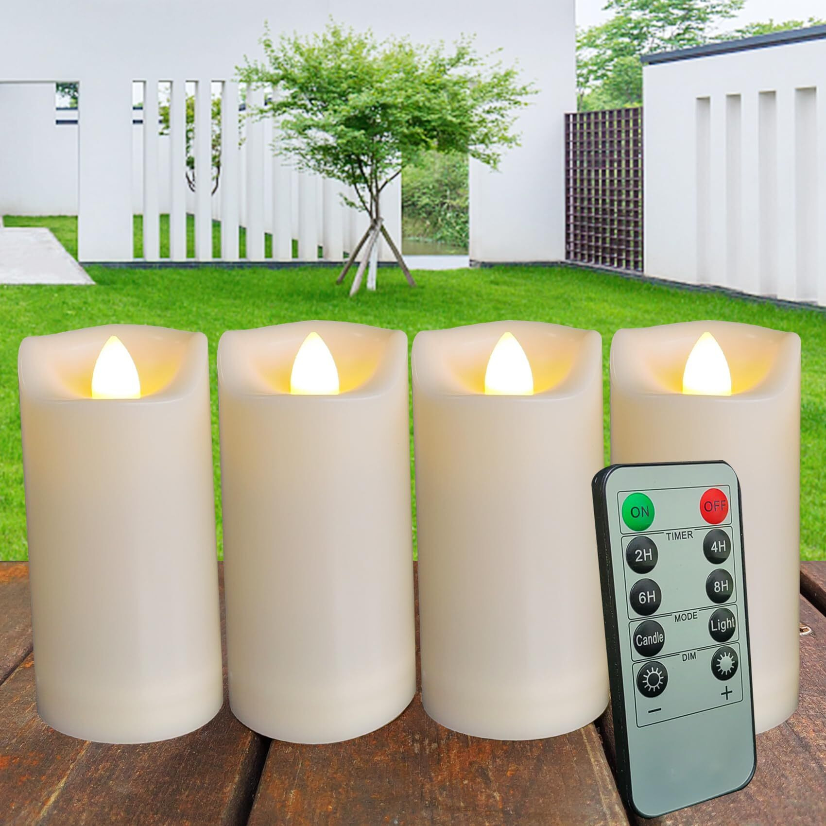 2"&quotX4"" Outdoor Led Battery Operated Candles With Timer/Remote 4 Pack Plastic Flickering Waterproof Flameless Candles Wedding Party Halloween Christmas Birthday Decoration Realistic Slim Pillar Candles