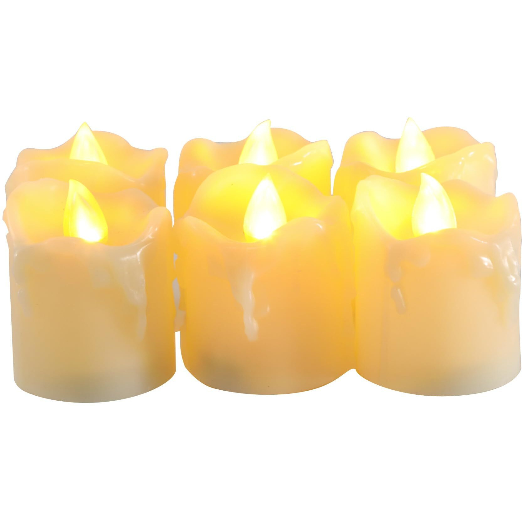 Candle Choice Battery Operated Flameless Votive Candles With Timer Realistic Flickering Fake Electric Led Tea Lights Tealights For Halloween Christmas Party Wedding Decorations Batteries Incl. 6 Pack