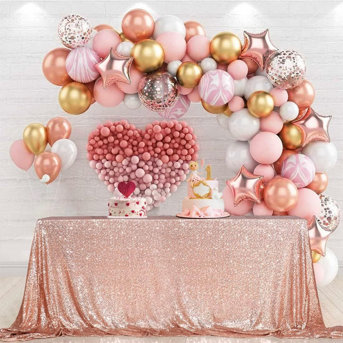 Partydelight Sequin Tablecloth, Wedding, Sweetheart, Christmas Ceremony Party Halloween Rectangular, 48"&quotX72"", Rose Gold