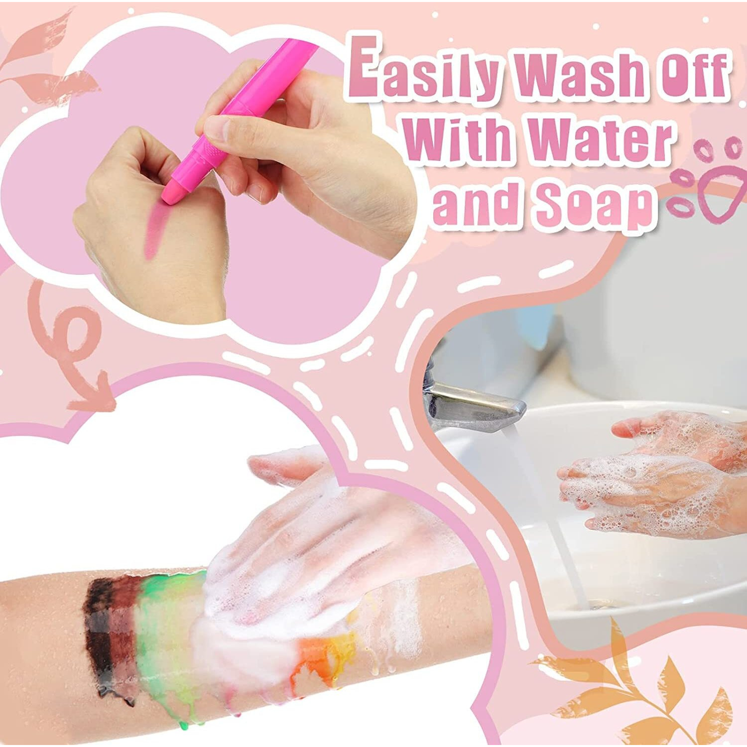 Beesjuy Face Painting Kits For Kids,12 Color Water Based Face Paint Kit, Washable Kids Body Paint For Makeup, For Birthday, Halloween, Thanksgiving Day, Cosplay Makeup, Gifts For Kids/Children