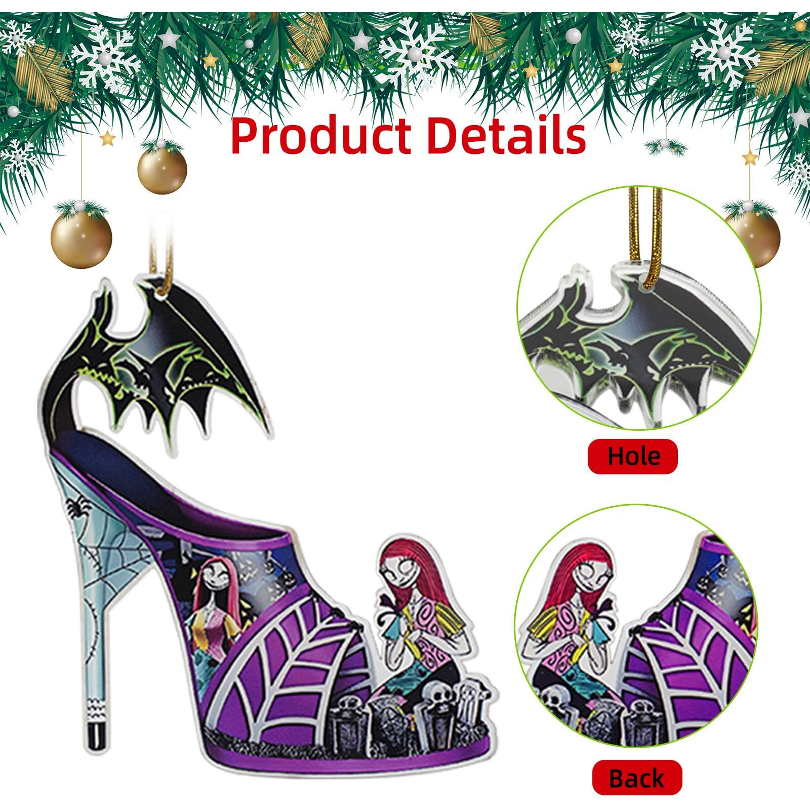 Gadluckki 2024 Nightmare Before Christmas Tree Decorations, 8Pcs Acrylic Cute Jack And Sa&Lly Hanging, 2D Flat Halloween Movie Character Ornaments And Scary Decor 10Cm/3.93In