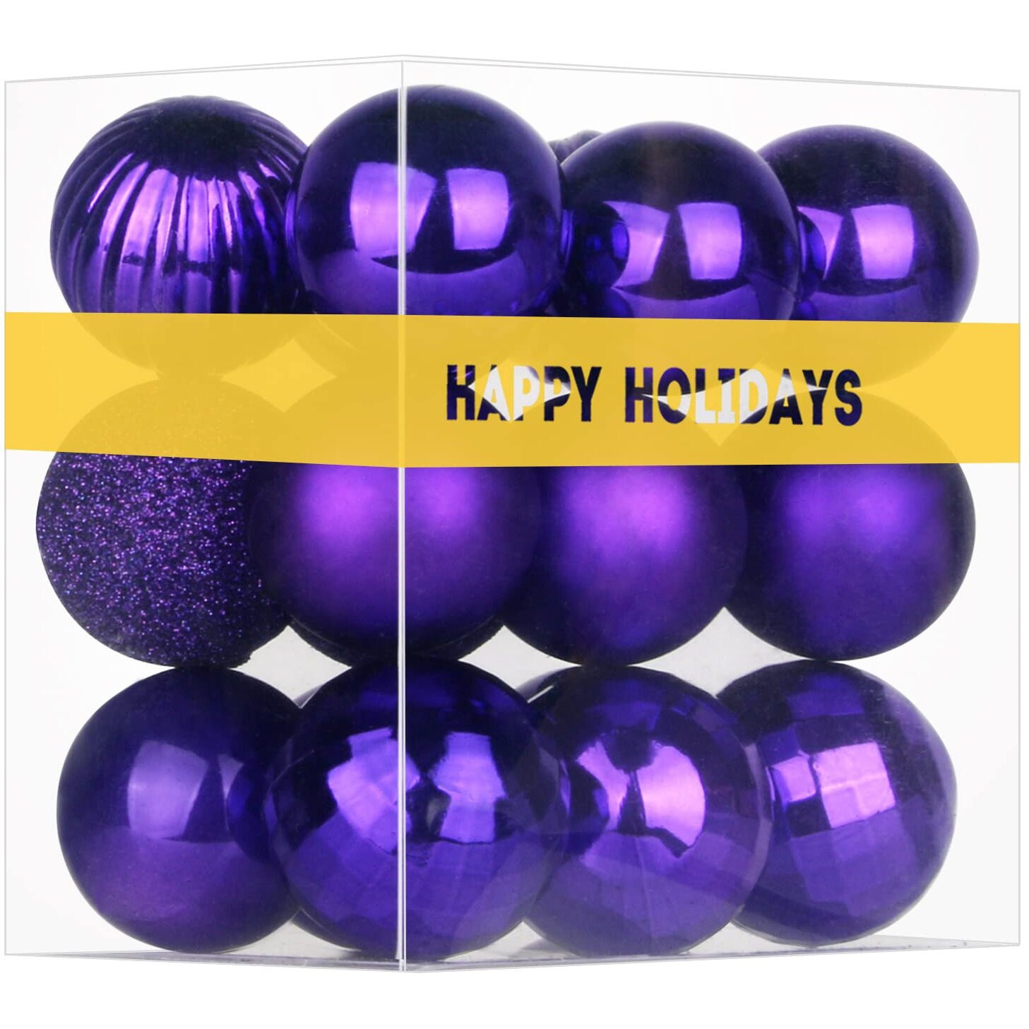 Purple 1.6"" Small Christmas Balls Christmas Tree Decoration Ornaments Shatterproof Hanging Balls For Birthday Wedding Halloween Holiday Decorations Set Of 18Pcs