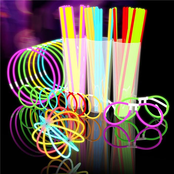 Glow Fever 209Pcs Glow Sticks Bulk Party Pack Includes 100 8"" Glow Sticks And 109 Accessories, With Bonus Connectors For Glow Sphere And Eye Glasses, For Party Festivals Rave Halloween