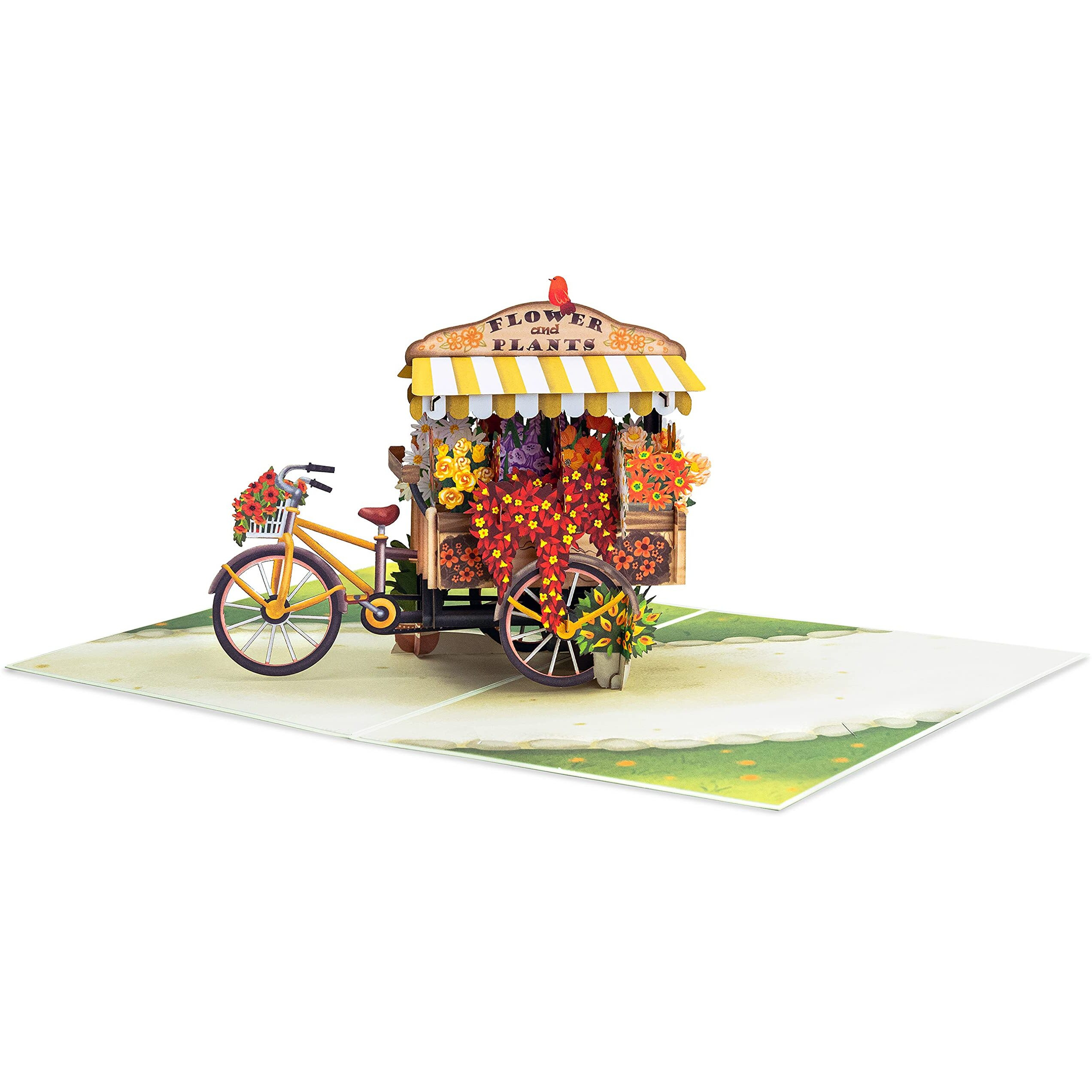 Paper Love 3D Flower Bike Pop Up Card, Handmade Fall Greeting Cards For Autumn, Birthday, Thanksgiving, Halloween, Thinking Of You, All Occasion Or Just Because | 5"" X 7"" Includes Envelope And Note