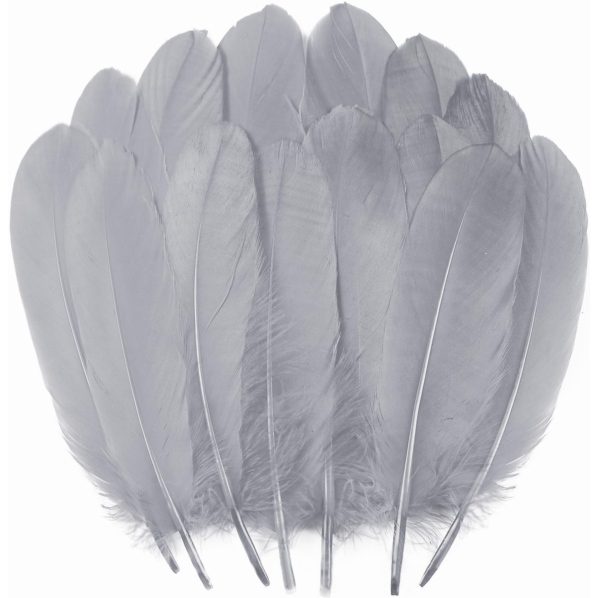Ballinger Gray Craft Feathers Bulk - 120Pcs 6-8Inch Big Feathers For Diy Halloween Decorations, Jewelry,Cosplay And Clothing Accessories