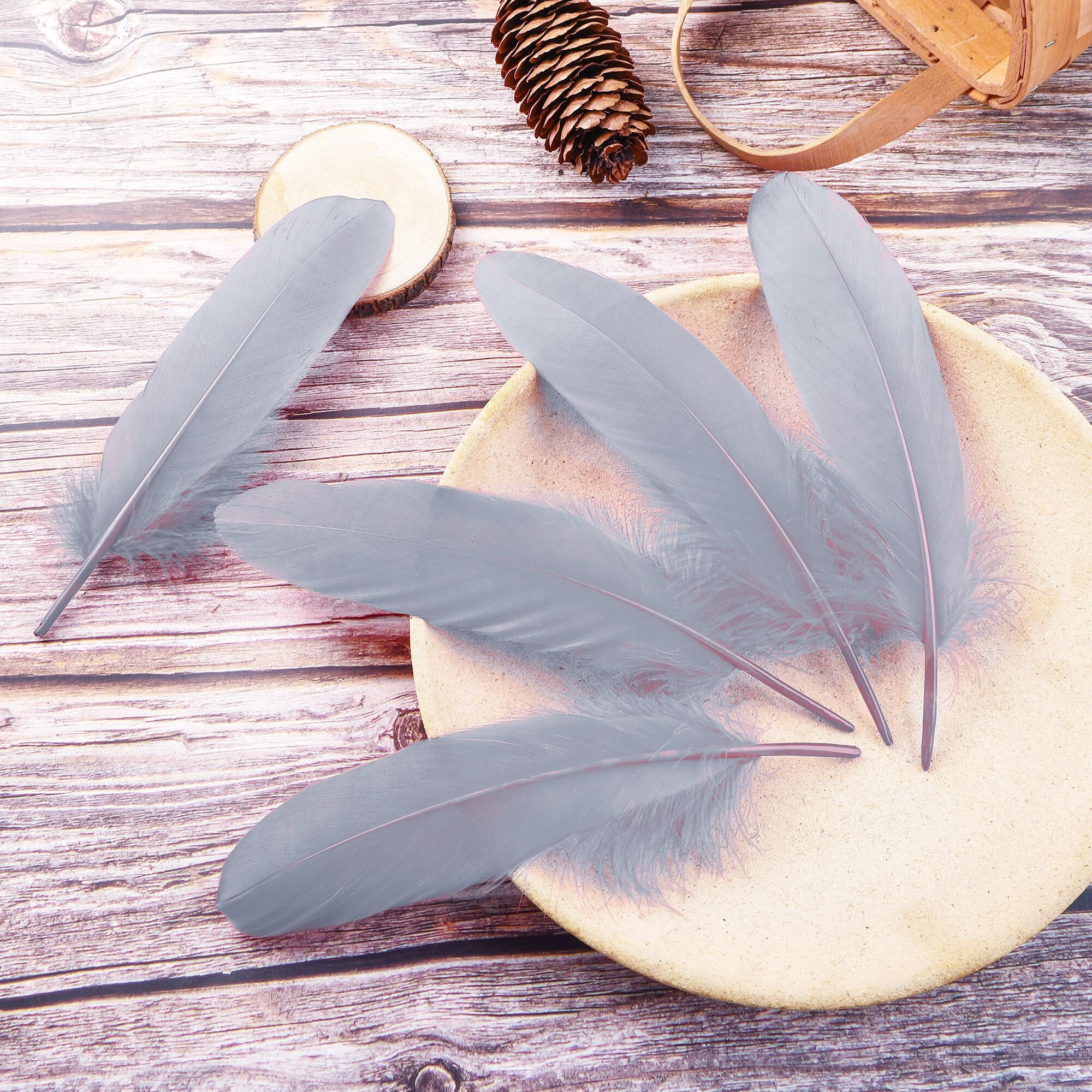 Ballinger Gray Craft Feathers Bulk - 120Pcs 6-8Inch Big Feathers For Diy Halloween Decorations, Jewelry,Cosplay And Clothing Accessories