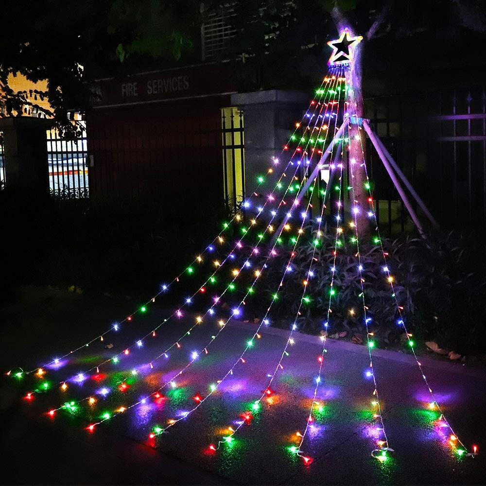 Qulist Christmas Decoration Star Lights Outdoor,317 Led 16.4Ft Christmas Tree Toppers String Lights[8 Modes& Waterproof] For Halloween Xmas New Year Holiday Birthday (Multicolor)