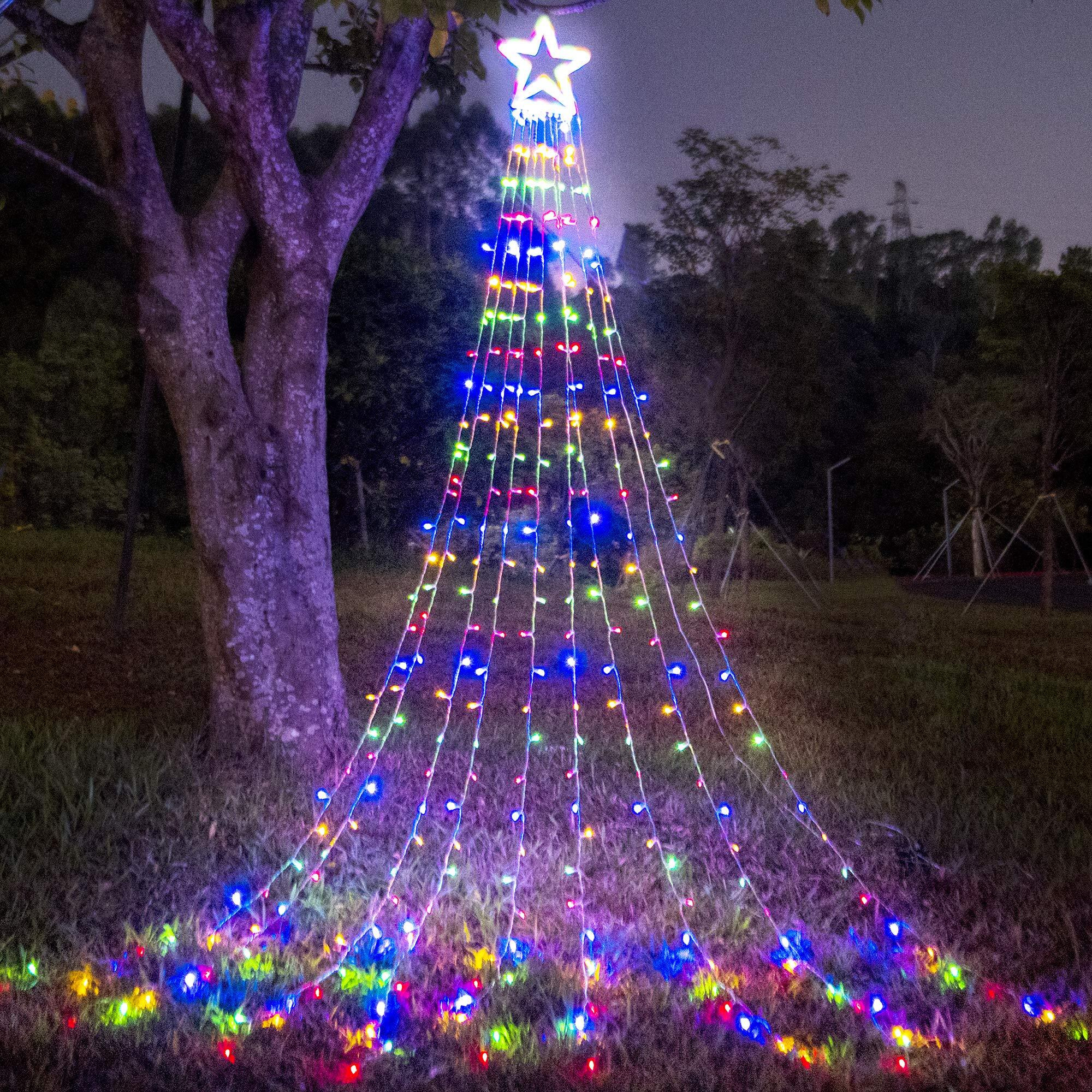 Qulist Christmas Decoration Star Lights Outdoor,317 Led 16.4Ft Christmas Tree Toppers String Lights[8 Modes& Waterproof] For Halloween Xmas New Year Holiday Birthday (Multicolor)