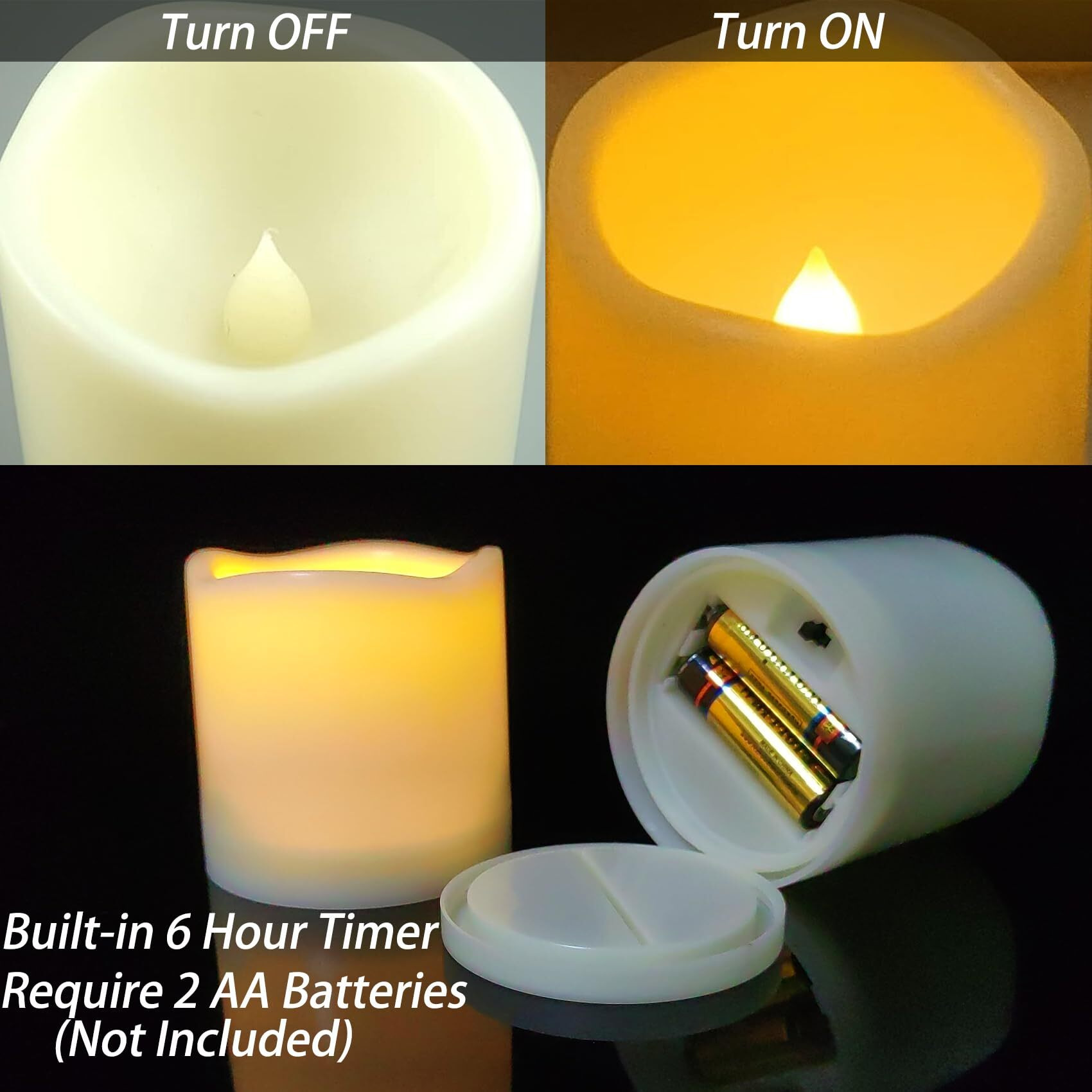 Qinc 2 Pack 3 Outdoor Battery Operated Flameless Candles With Timer Flickering Pillar Waterproof Candle Plastic Electric Led Lights For Wedding Party Halloween Thanksgiving Christmas Decoration