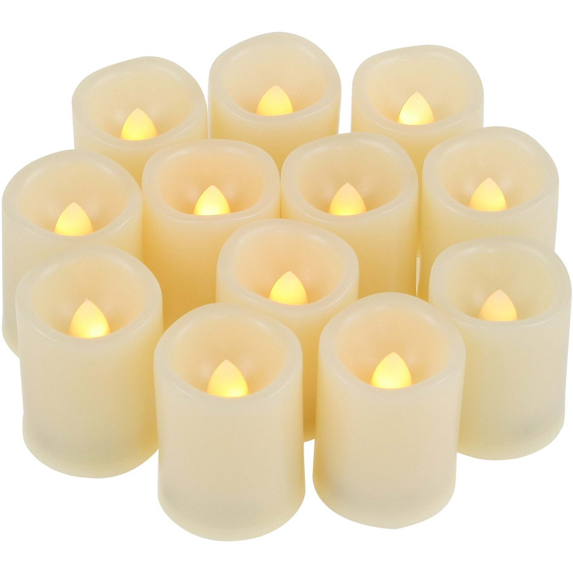 Candle Choice Battery Operated Flameless Votive Candles With Auto Timer Realistic Flickering Fake Tall Electric Led Tea Lights Set Wedding Halloween Christmas Decorations Batteries Included 12 Pcs