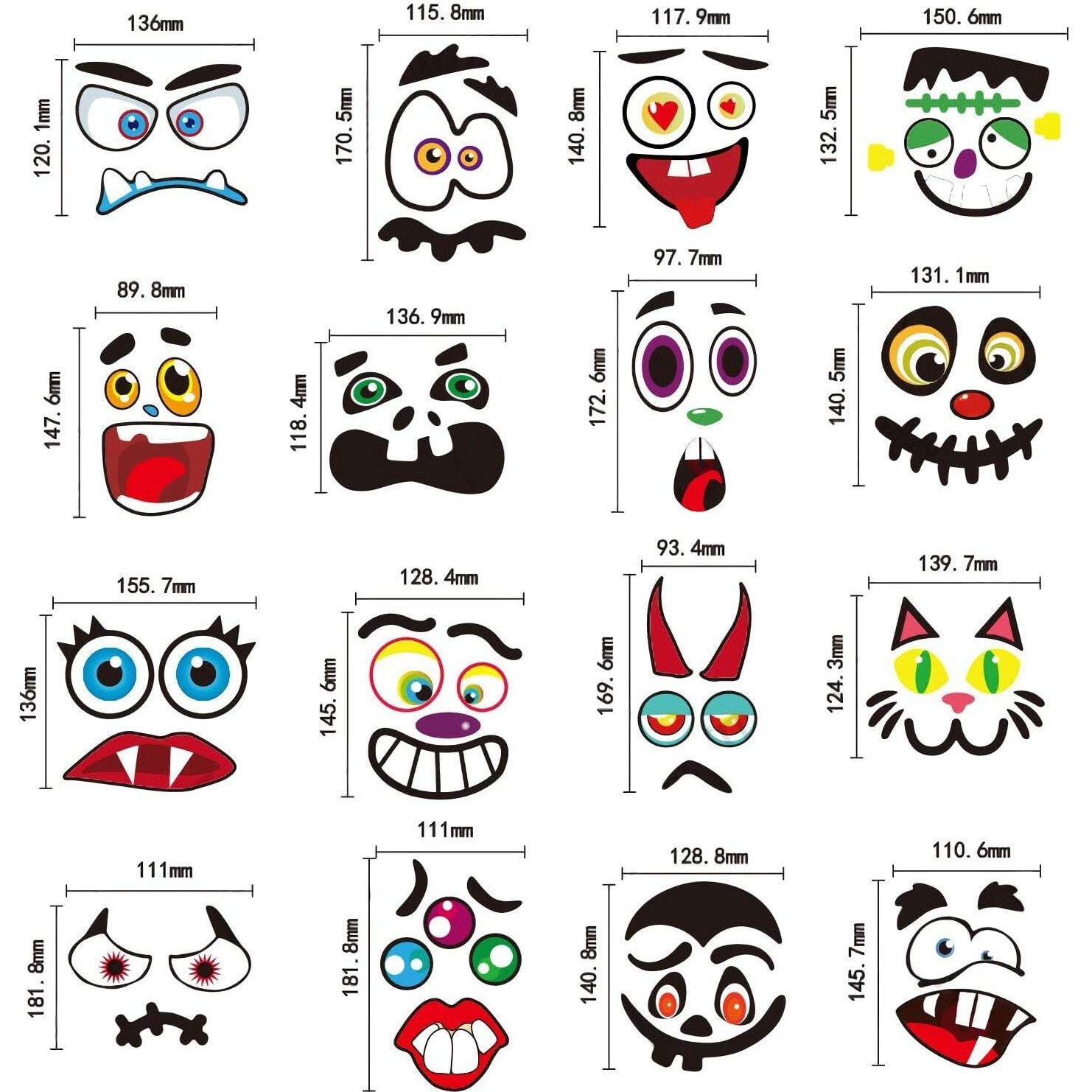 Halloween Pumpkin Decorating Stickers Jack-O-Lantern Diy Make A Pumpkin Face Expressions Decals Decorations For Treats Party Favors Game Stickers