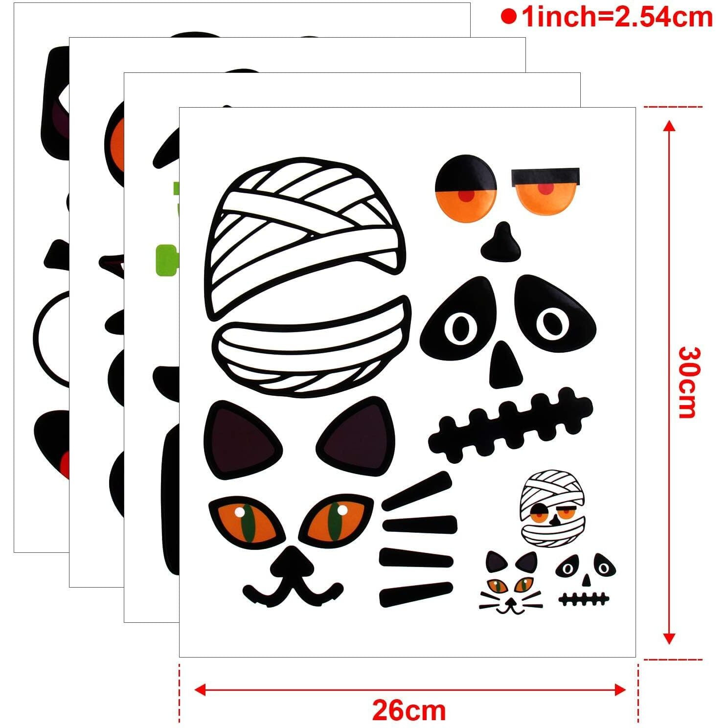 Halloween Pumpkin Decorating Stickers Jack-O-Lantern Diy Make A Pumpkin Face Expressions Decals Decorations For Treats Party Favors Game Stickers