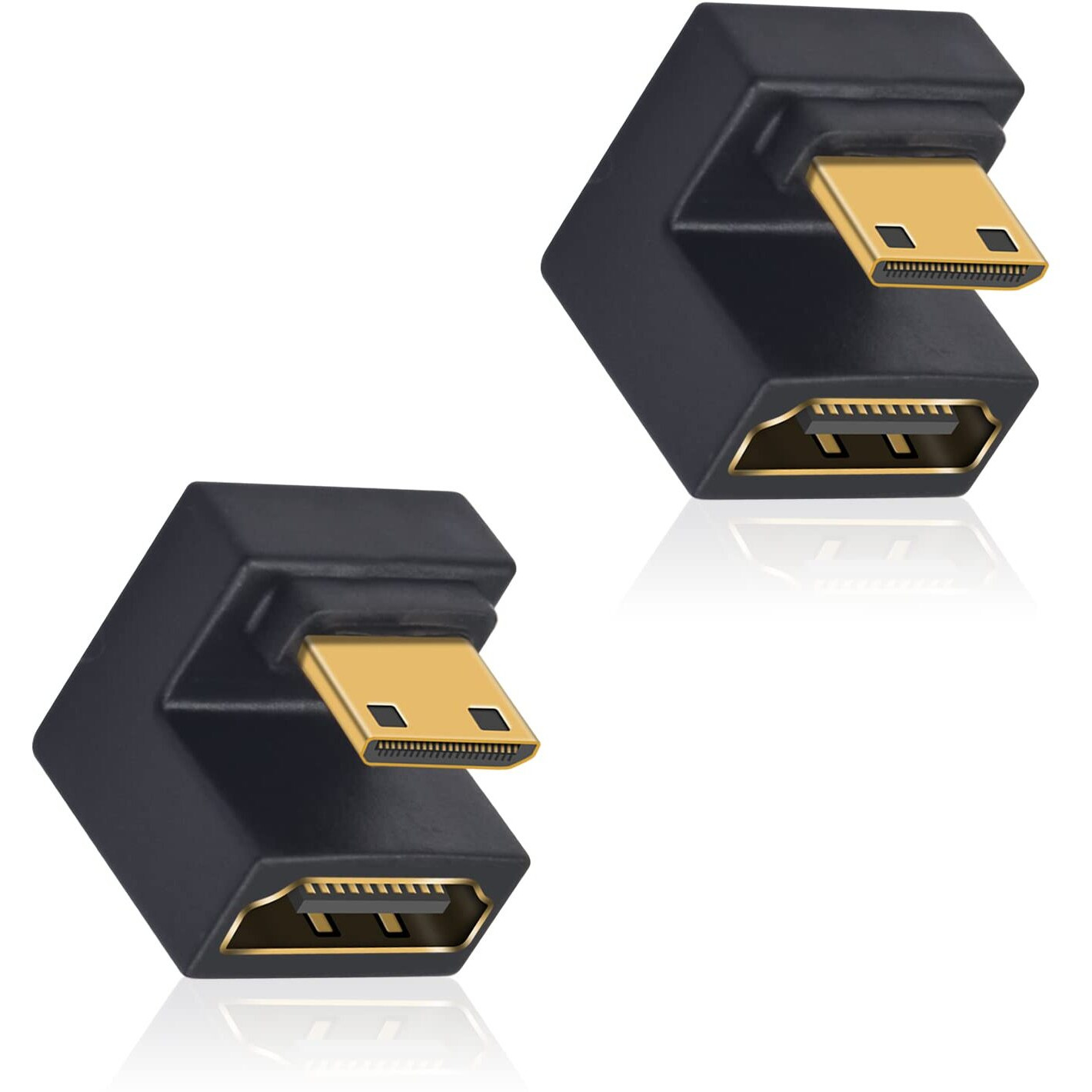 Duttek 180 Degree Mini Hdmi To Hdmi Adapter 8K, U Shaped Hdmi To Mini Hdmi Adapter 48Gbps Uhd Down Angle Mini Hdmi Male To Hdmi Female Extender Converter For Cameras, Projectors 2 Pack