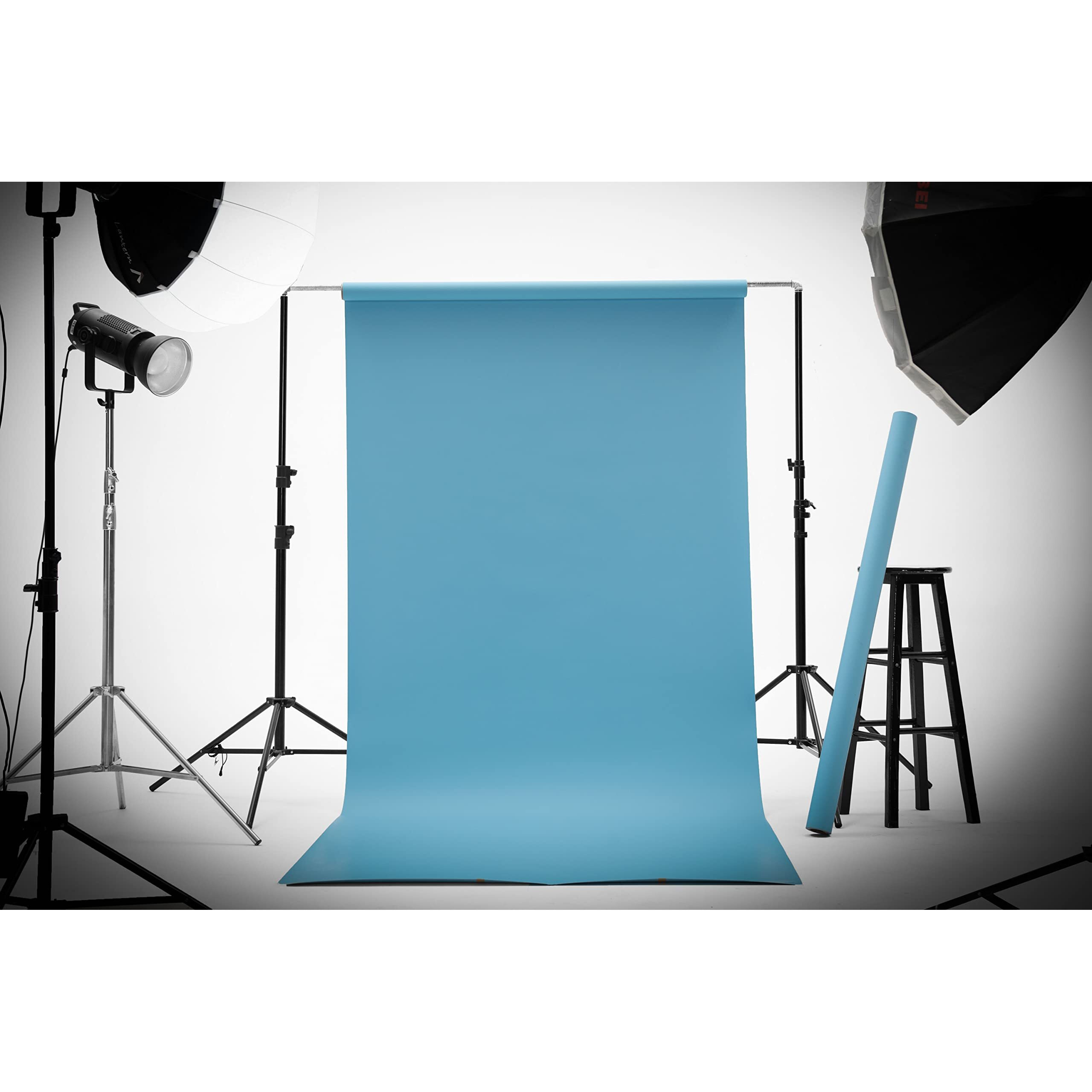 Kate Seamless Paper Backdrop For Photography Solid Blue Backdrop Paper (53''X32.8' Lite Blue)
