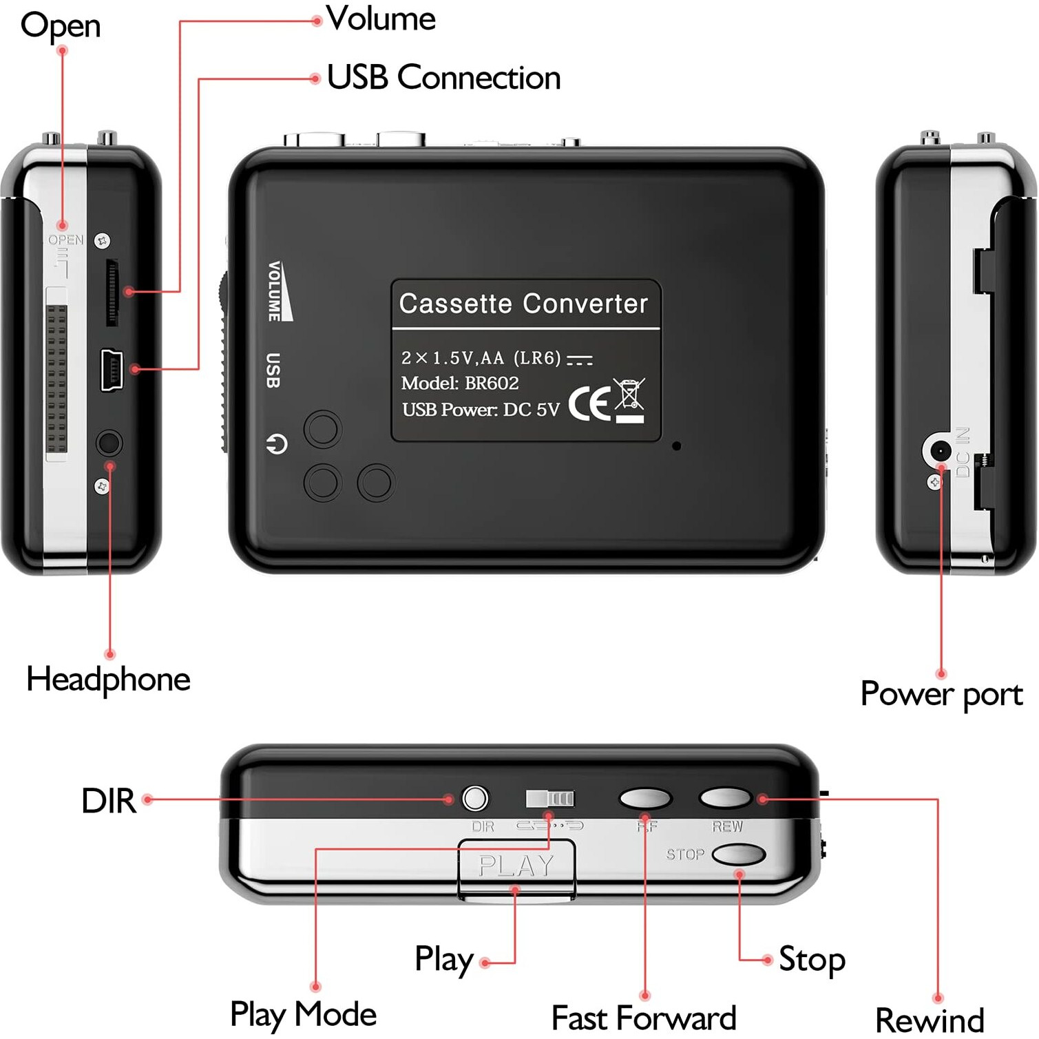 Cassette Player - Compact Tape Player Portable Recorder With Earphone-Convert Audio Music Cassette To Mp3 Digital, Compatible With Laptop/Pc/Mac- For Entertainment, Travel, Light Sports(Silver)