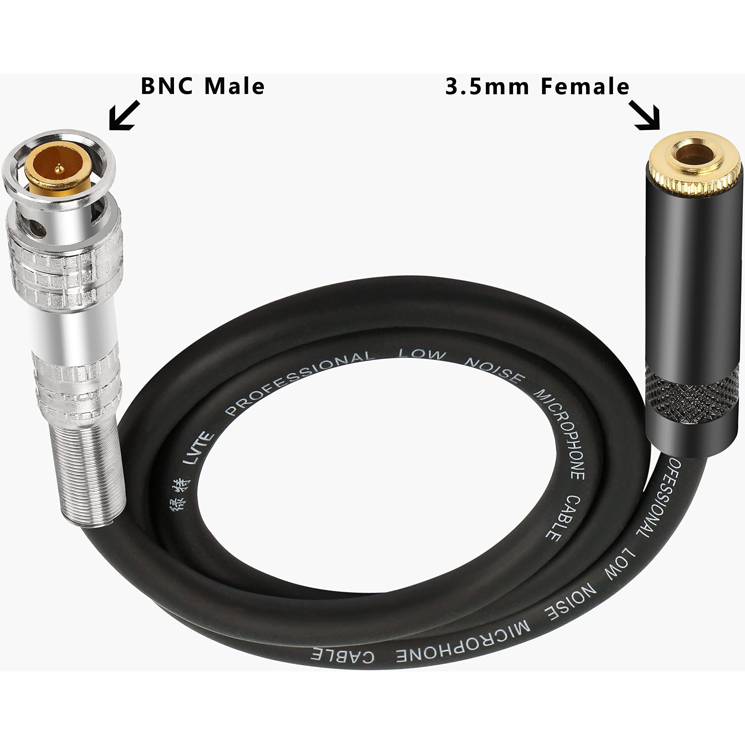 Meiriyfa Bnc Male To 3.5Mm (1/8"") Female Plug Trs Stereo Coaxial Power Audio Cable(0.5M) (Bnc Male To 3.5Mm Female)
