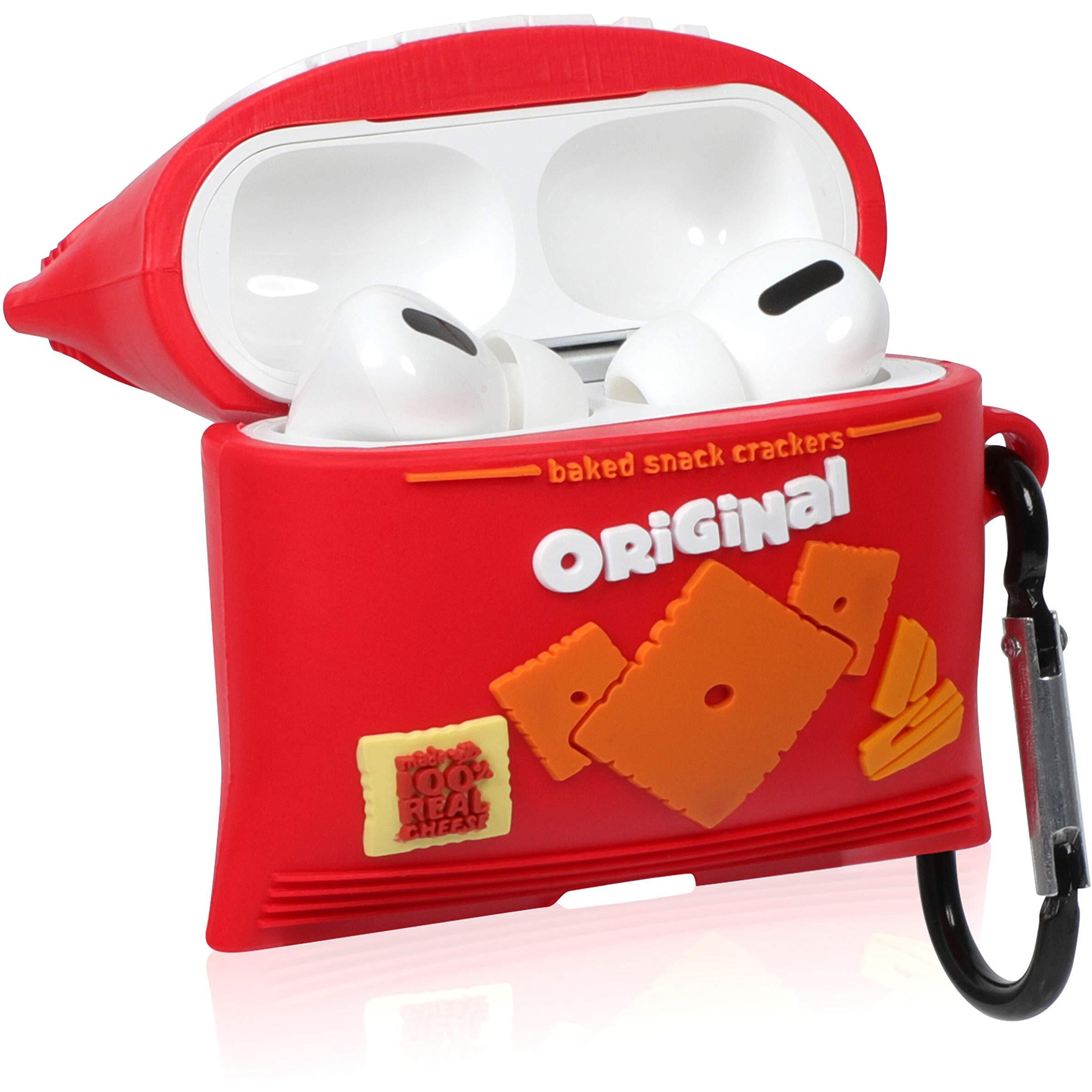 Joyleop Cheez Cookie Case For Airpods Pro 2019/Pro 2 Gen 2022, Cute Cartoon Fun Funny 3D Kids Girls Teen Boys Cover, Kawaii Food Stylish Soft Silicone Character Trendy Air Pods Cases For Airpod Pro