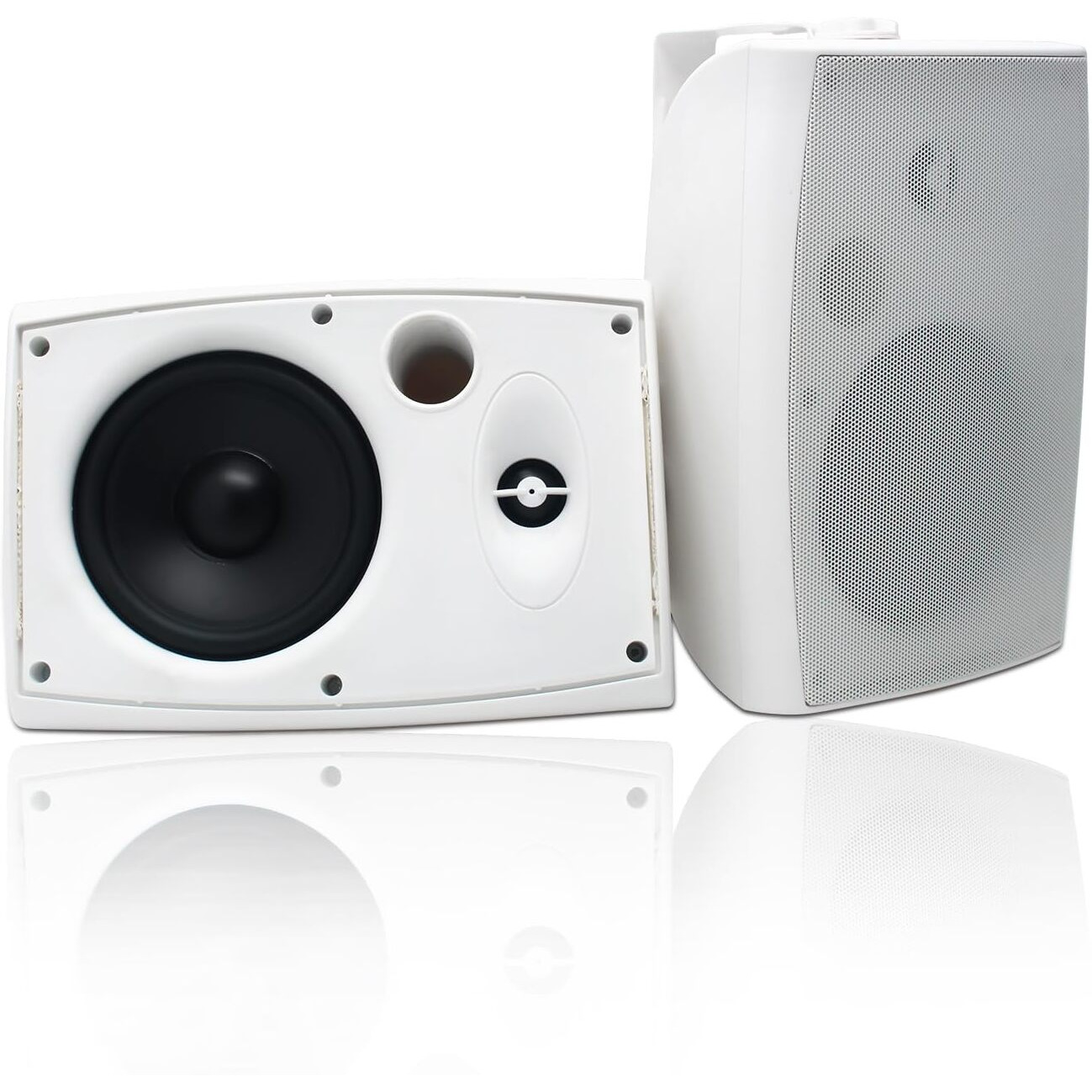 Herdio 6.5 Inches Indoor Outdoor Bluetooth Speakers Waterproof Wired 400 Watts With Powerful Bass,2 Way Wall Mount Speakers All-Weather Durability For Patio Home Deck Porch Backyard(Pair,Withe)