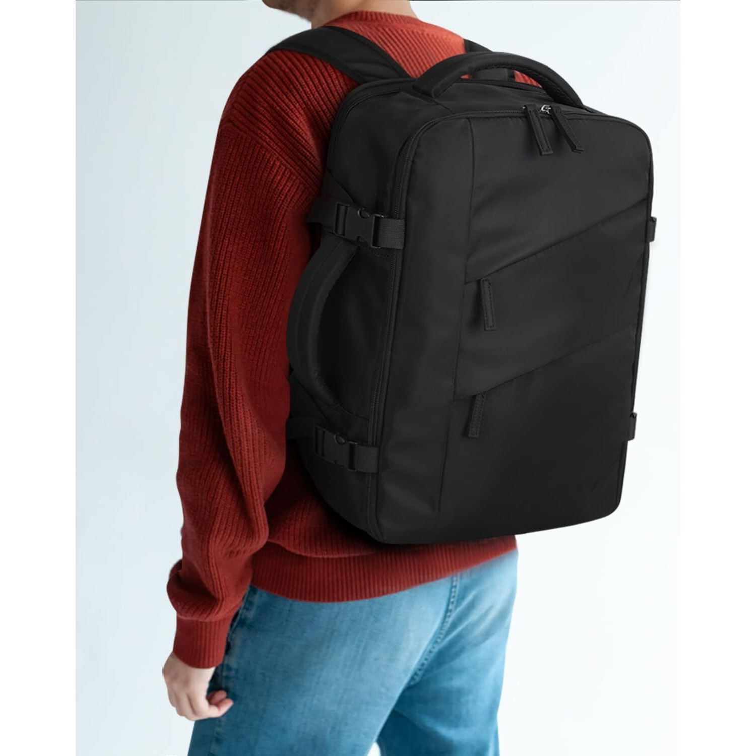 Capolo Travel Backpack For Women Men Waterproof Laptop Backpack Flight Approved Carry On Backpack Overnight Weekender Bag College Bookbag For Business, Work, Traveling Fits 17 '' Laptop,Black
