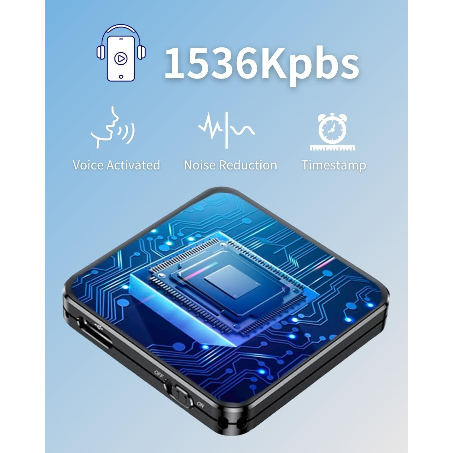 64G Magnetic Voice Recorder - 160 Hrs Battery Life, 800 Hrs Storage, 1536Kpbs - Voice Activated, One-Button Recording, Phone And Computer Playback - Ideal For Lectures, Meetings, Interviews, Classes