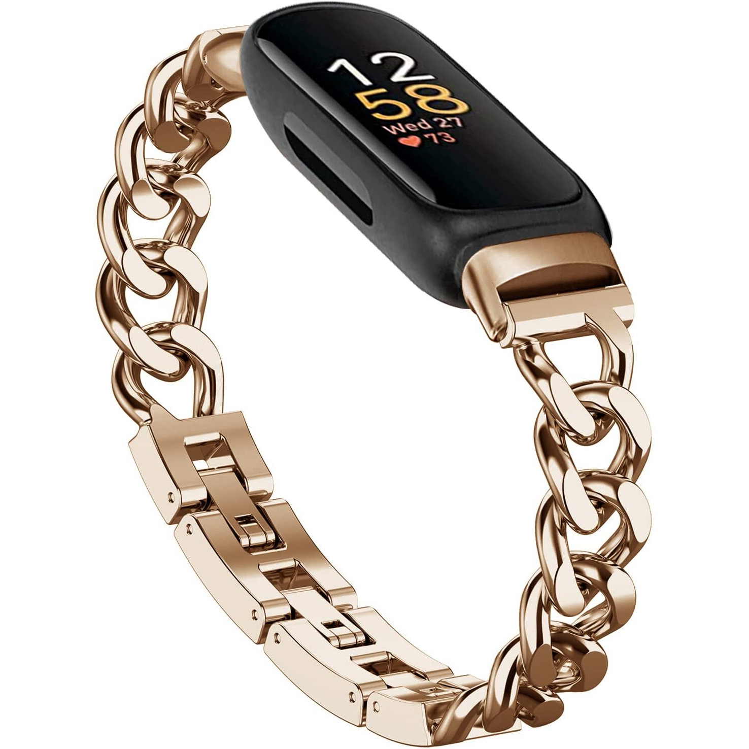 Cool Bands For Fitbit Inspire 3 Bands Women, Stainless Steel Metal Adjustable Wristband Replacement Straps Compatible With Fitbit Inspire 3 Fitness Tracker (Rose Gold)