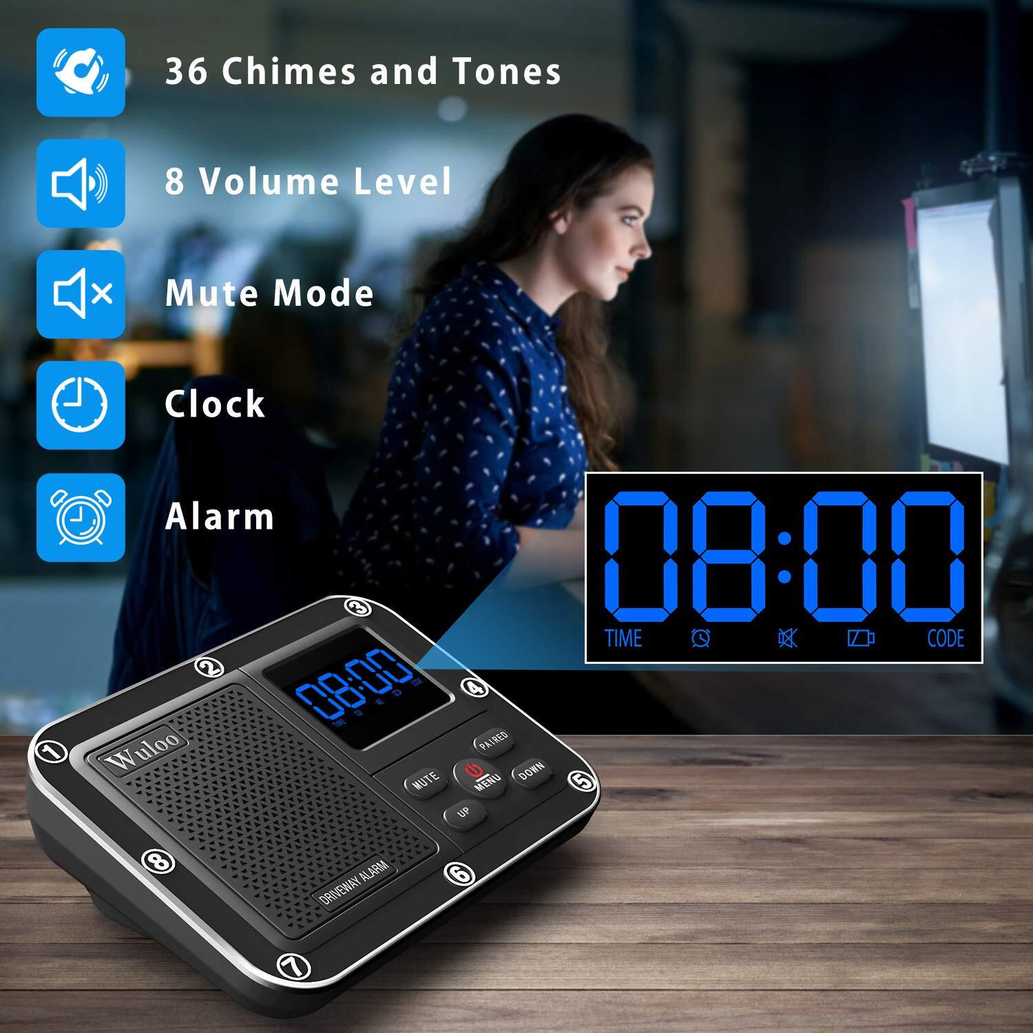 Solar Driveway Alarm Wireless Outside 1800Ft Range, Outdoor Motion Sensor & Detector Driveway Alert System With Rechargeable Battery/Weatherproof/Mute Mode(1&3-Brown)