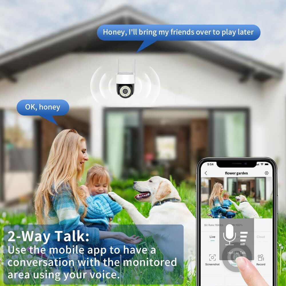 Sinliton Wifi Security Camera, 2.4G Outdoor Cameras For Home Security, 1080P Ip Camera With Phone App, Ptz Home Camaras With Motion Detection Alarm, 2-Way Talk,Automatic Tracking,Sd/Cloud Storage