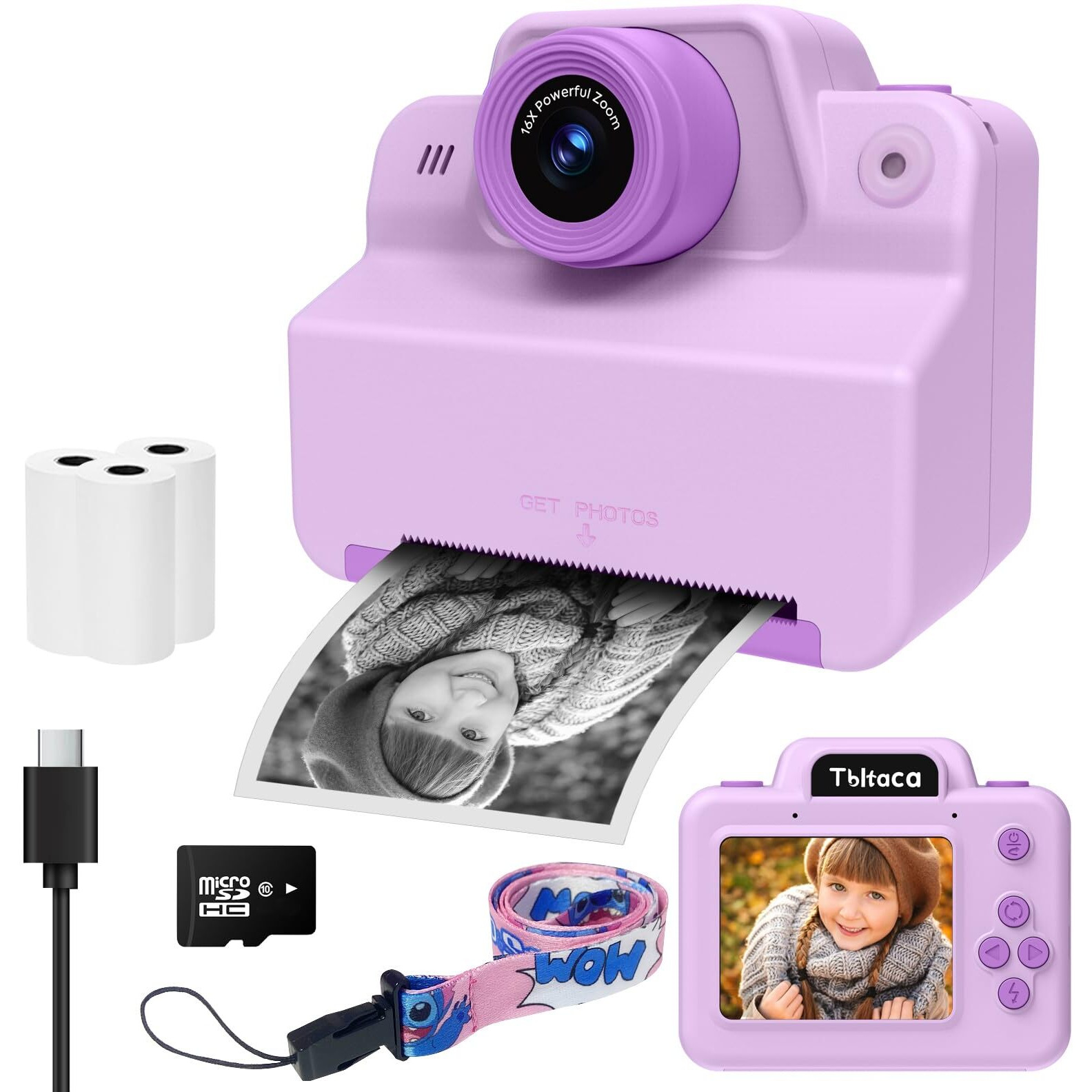 Instant Print Camera For Kids, Toddler Kids Camera Instant Print For 3 4 5 6 7 8 9 10 Years Old Girl Christmas Birthday Gifts, Portable Kid Children Digital Travel Camera Toys For Girls Age 3-12