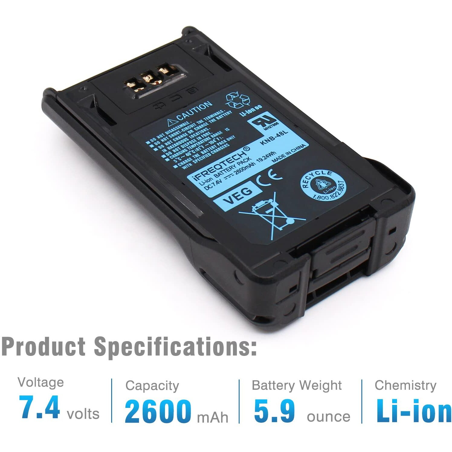 Ifreqtech Knb-48L Battery For Kenwood Tk-5220 Tk-5320 Nx-200 Nx-300 Nx200 Nx300 Nx-200G Nx-300G Portable Two Way Radio