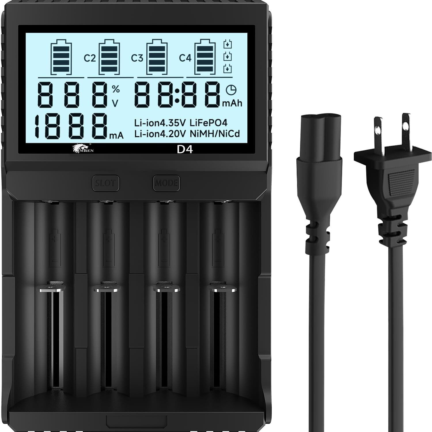 Imren 18650 Capacity Tester,18650 Battery Charger With Discharge & Testing Function, 21700 Battery Charger With Lcd Screen Display Capacity Suit For 18650 21700 20700 1.2V Ni-Mh/Ni-Cd Lifepo4 Battery