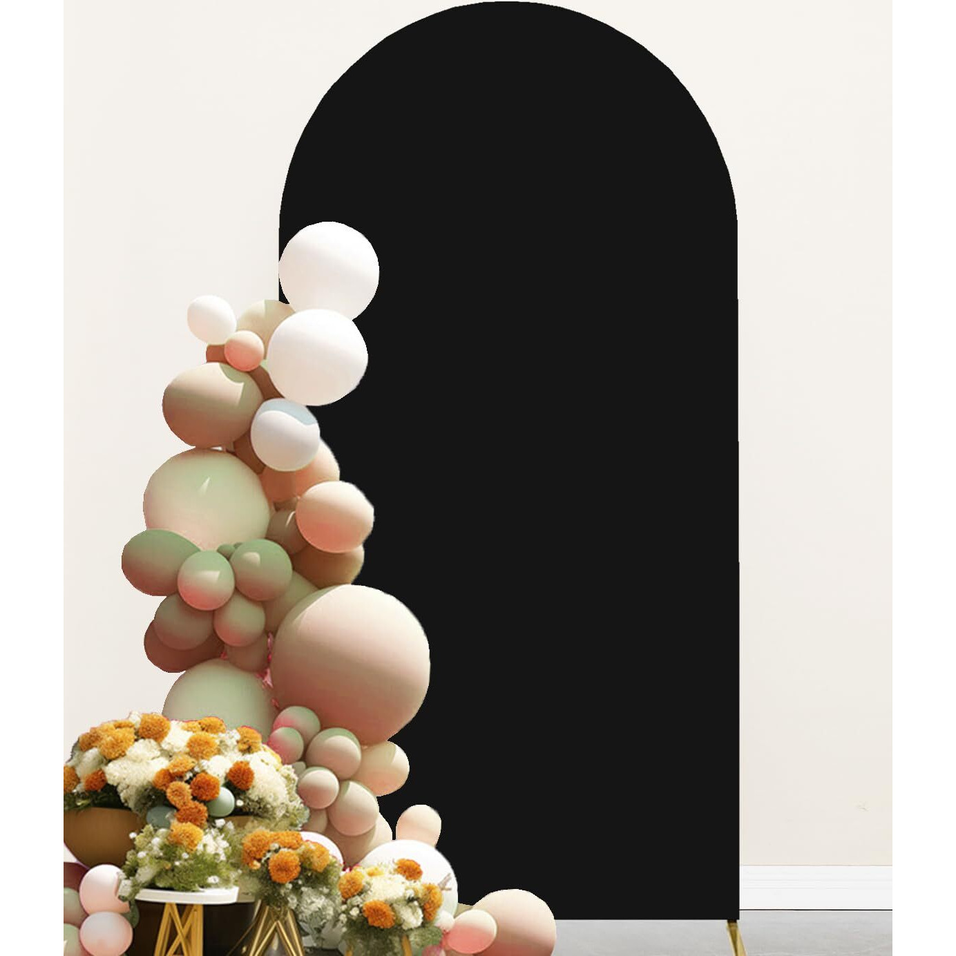 6Ft Black Arch Backdrop Stand Cover - Jkdmjf Spandex Arch Cover Backdrop Fabric For Wedding Birthday Party Baby Shower Photography Arch Backdrop Panels Decorations