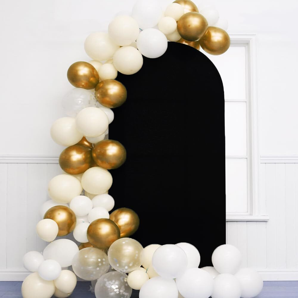 6Ft Black Arch Backdrop Stand Cover - Jkdmjf Spandex Arch Cover Backdrop Fabric For Wedding Birthday Party Baby Shower Photography Arch Backdrop Panels Decorations