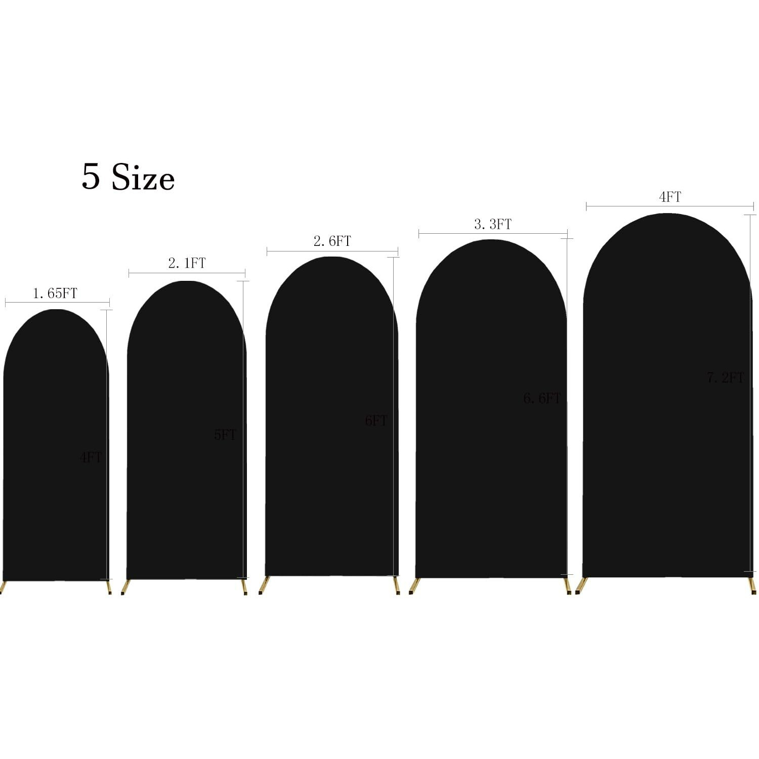 6Ft Black Arch Backdrop Stand Cover - Jkdmjf Spandex Arch Cover Backdrop Fabric For Wedding Birthday Party Baby Shower Photography Arch Backdrop Panels Decorations