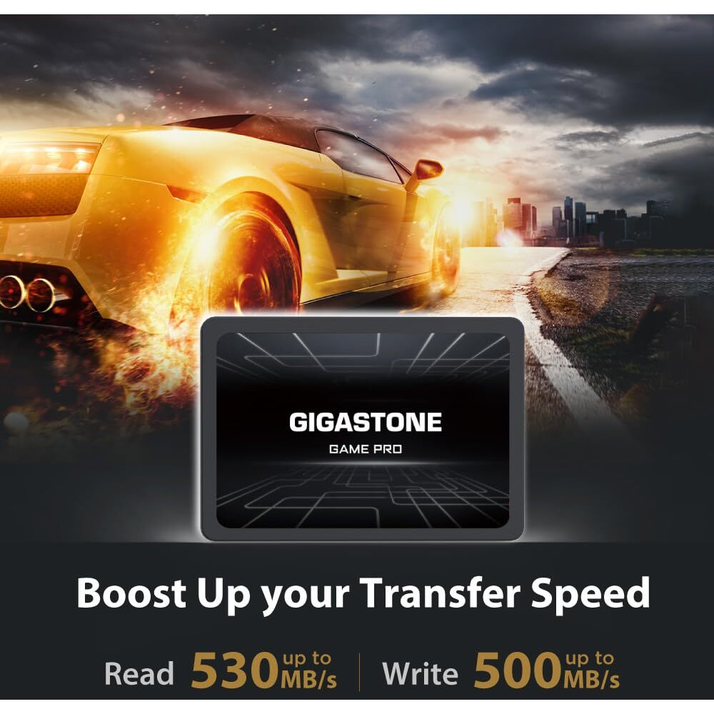 Gigastone Sata Ssd 512Gb 2.5 Inch Ssd 530Mb/S Upgrade Laptop Pc Memory And Storage Ps4 Hdd Replacement 2.5"" Internal Solid State Hard Drives Sata Iii Slc Cache 3D Nand Game Pro Performance