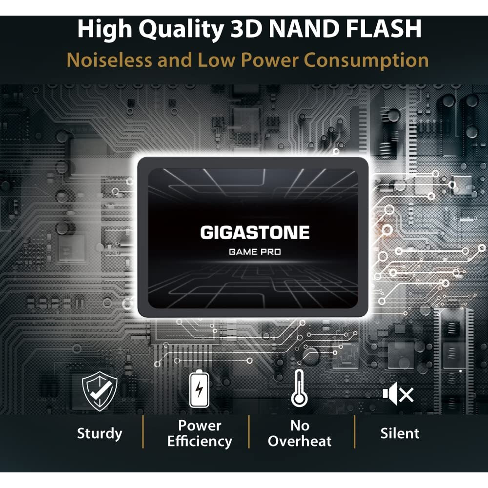 Gigastone Sata Ssd 512Gb 2.5 Inch Ssd 530Mb/S Upgrade Laptop Pc Memory And Storage Ps4 Hdd Replacement 2.5"" Internal Solid State Hard Drives Sata Iii Slc Cache 3D Nand Game Pro Performance
