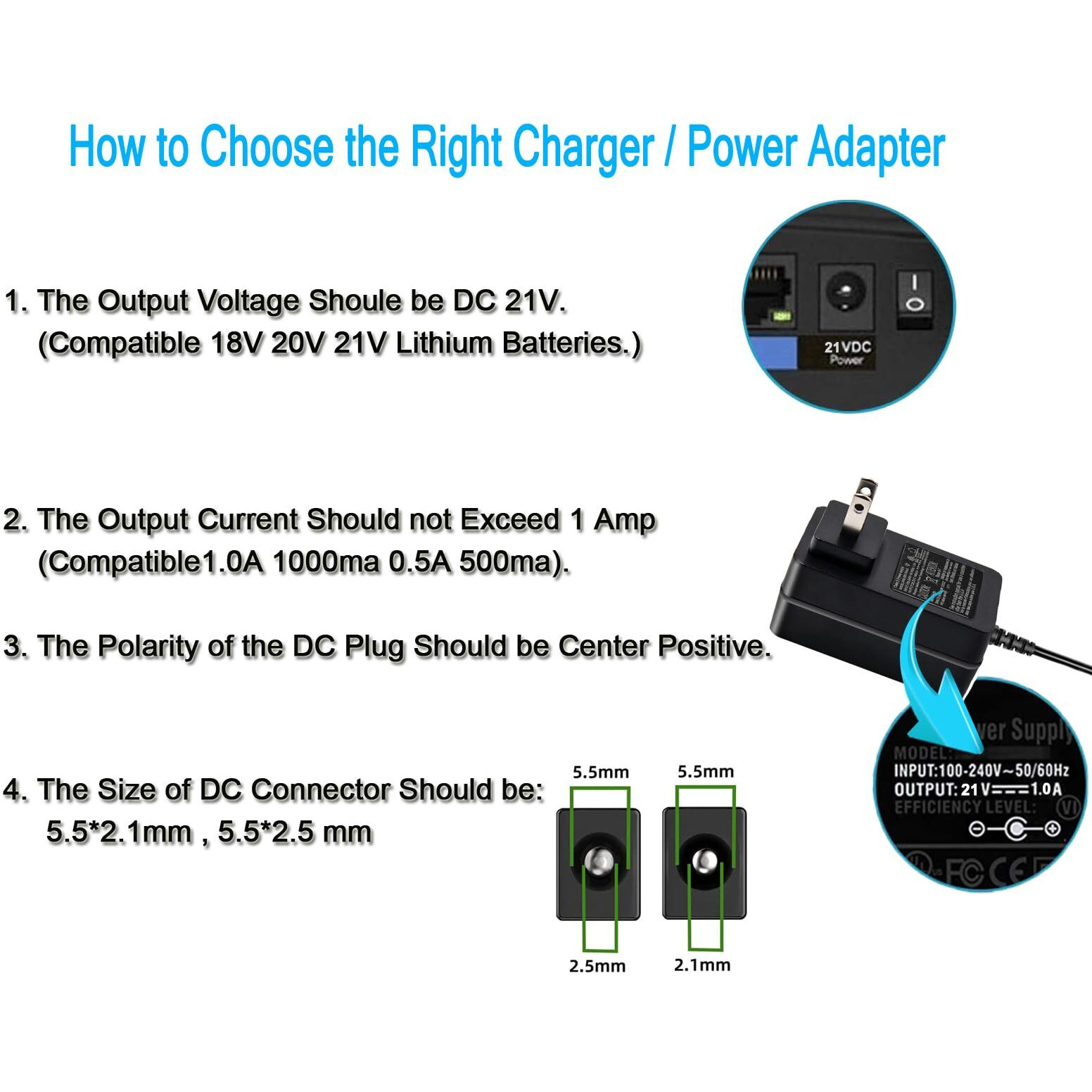 21V Lithium Battery Charger, Power Tool Charger Fit For 18V 20V 21V Saker Mini Chainsaw, Electric Wrenches, Hand Electric Drills, Electric Screwdrivers.