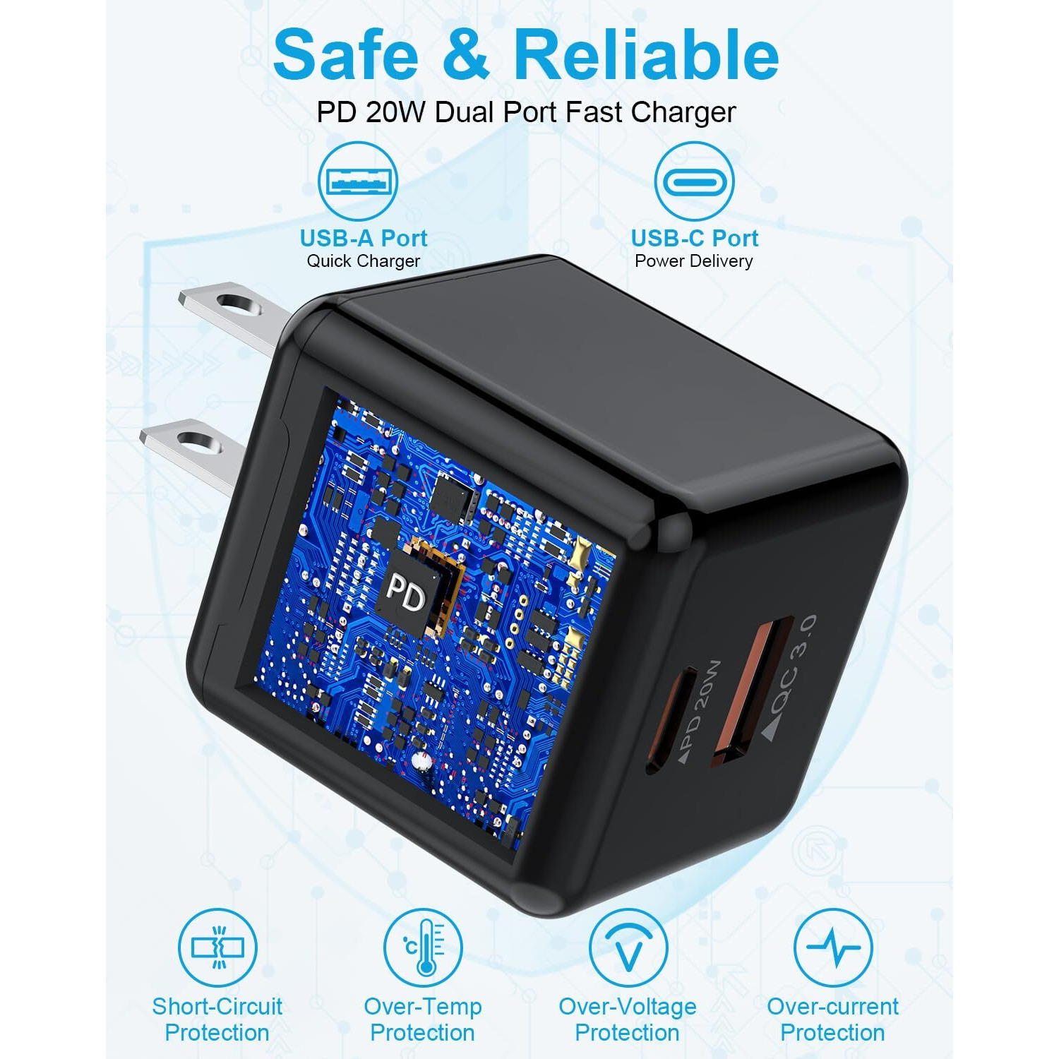 16 Ft Extra Long Iphone Charger Cord, [Apple Mfi Certified] With Dual Port 20W Pd + Qc 3.0 Wall Charger Plug, Nylon Braided Fast Charging Lightning Cable For Iphone 14/13/12/11, Ipad - Black