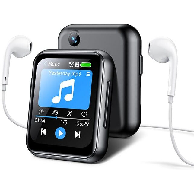 Mp3 Player With 128Gb Tf Card, Fhd 720P Digital Camera, Bluetooth 5.4 Lossless Sound Audio Player, 2"" Touch Screen Portable Music Player With Speaker, Voice Recorder, Case & Earphones Included