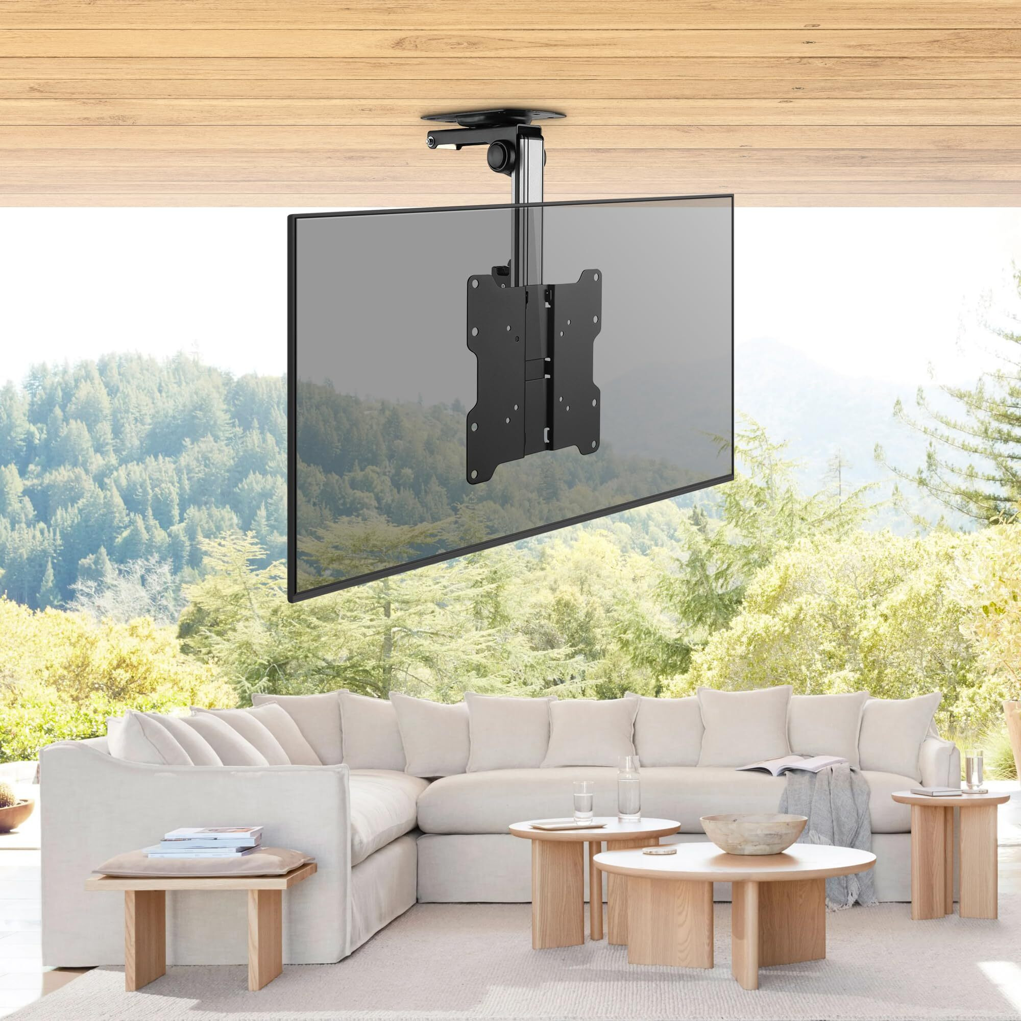 Zebozap Zztvc8022 Flip Down Ceiling Tv Mount And Monitor Mount | Gazebo Tv Mount | Rv Tv Mount | Kitchen Overhead & Under Cabinet Mount | Height Adjustable | Holds 44Lbs | Fits Screens 13"" To 37""