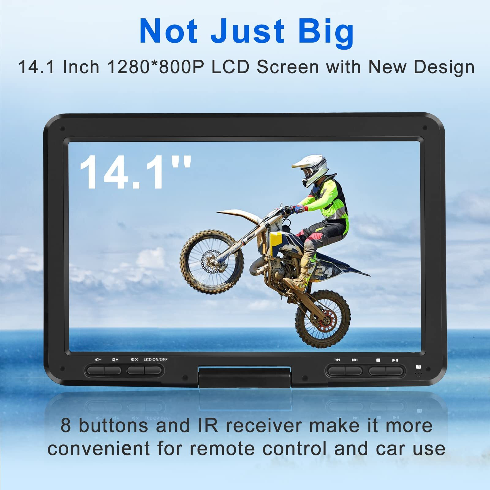 Yoohoo 16.9"" Portable Dvd Player With 14.1"" Large Hd Swivel Buttons Screen, 6 Hrs Battery Dvd Player Portable, Power Adapter, Car Charger, Car Headrest Case, Support Usb/Sd Card/Sync Tv, Region-Free