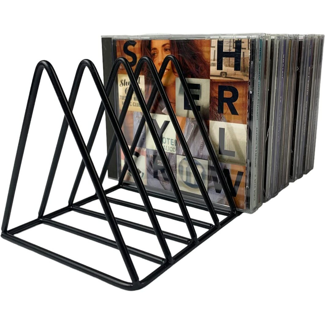Record-Happy Cd Storage Rack Organizer Stand - Compact Disc Holder Display Shelf For Cds, Dvds And Video Games, Holds 18 Jewel Cases - Practical And Functional Wire Metal Cd Case Holder (Black, 1)