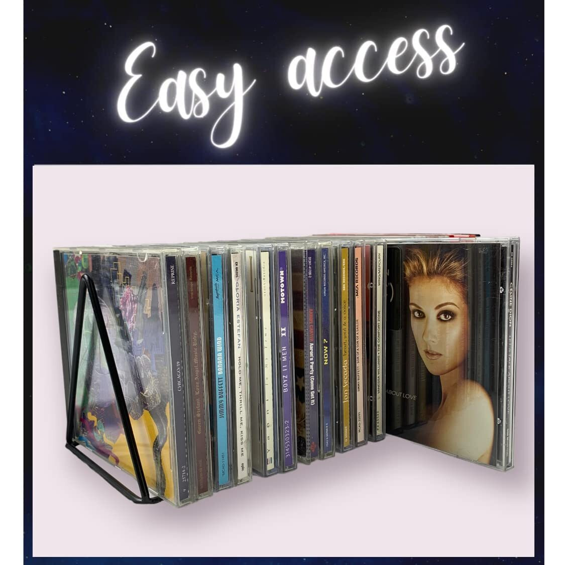 Record-Happy Cd Storage Rack Organizer Stand - Compact Disc Holder Display Shelf For Cds, Dvds And Video Games, Holds 18 Jewel Cases - Practical And Functional Wire Metal Cd Case Holder (Black, 1)
