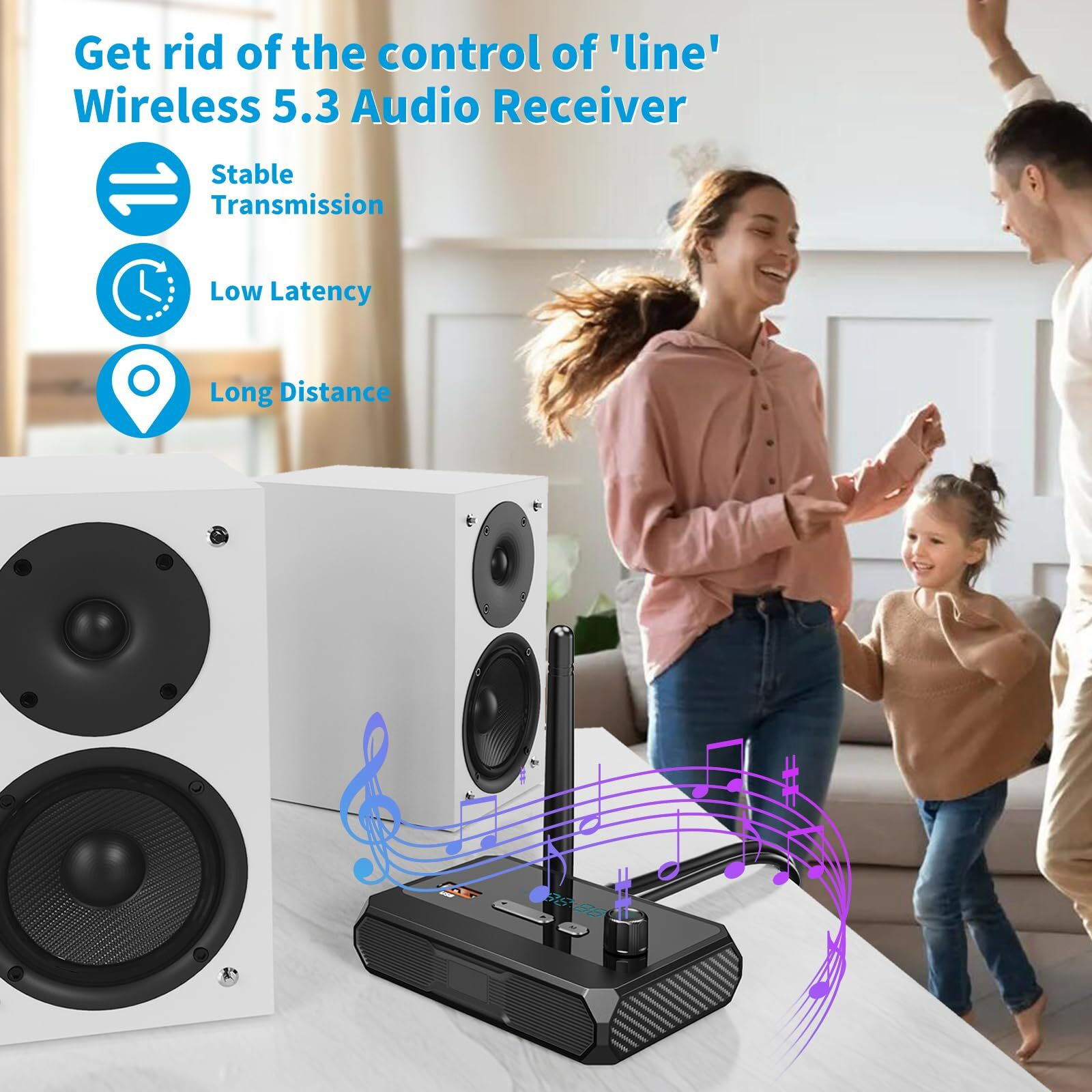 Suyee Bluetooth 5.3 Receiver, Rca Bluetooth Adapter, Low Latency & Hd Music Audio, Support Optical Aux 3.5Mm, Rca Bluetooth Receiver Adapter For Home Stereo Speakers, Music Streaming Stereo System