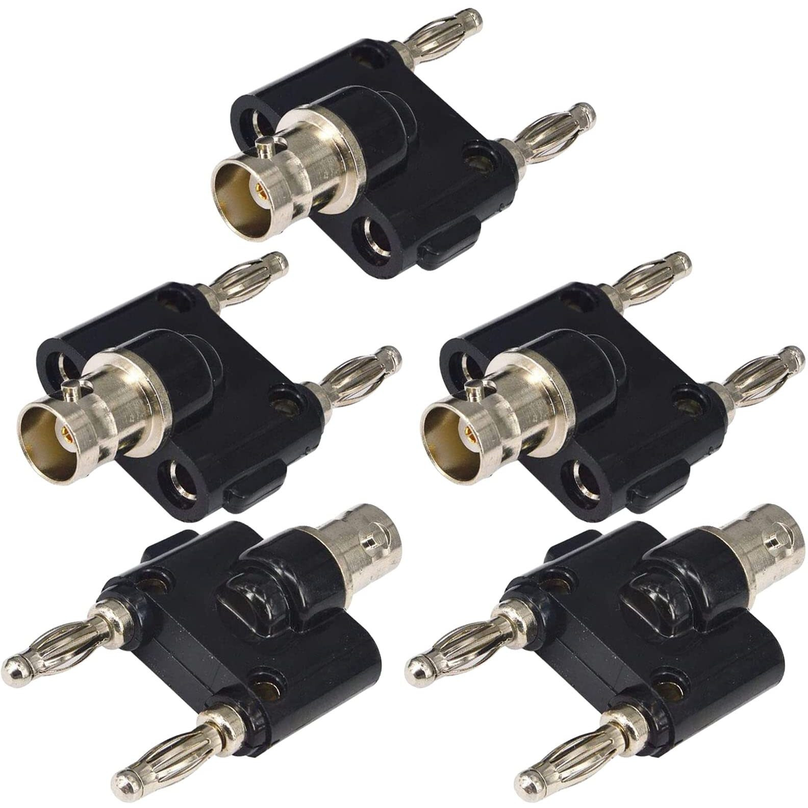 Onelinkmore Bnc Female To Dual Banana Male Plug Jack Binding Posts Rf Coaxial Adapter Bnc To Bnc Male Banana Coax Jack Splitter Connector Pack Of 5