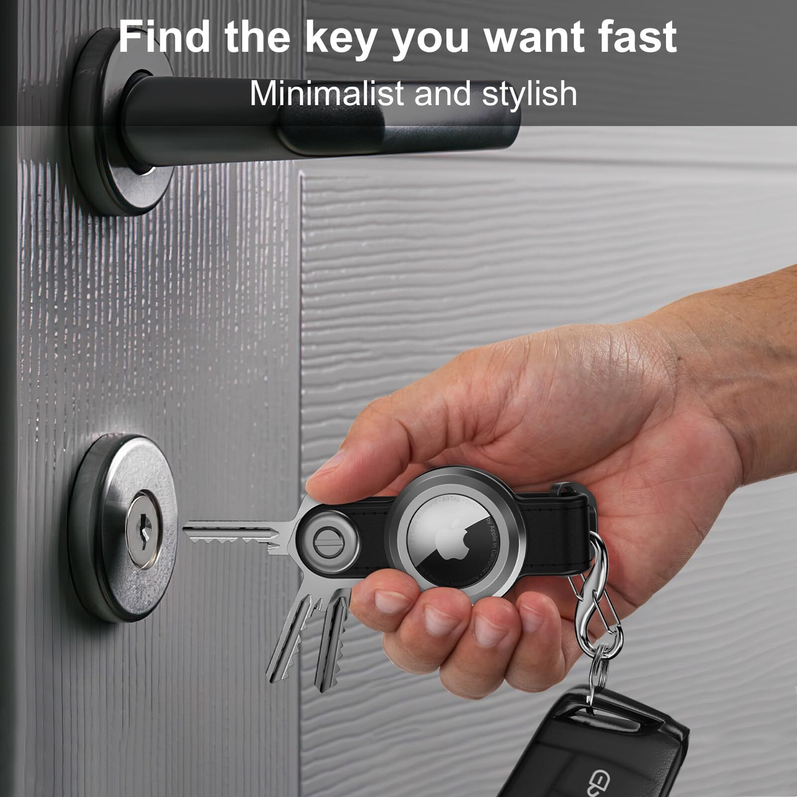 Loovike.Com Compact Key Holder For Airtag - Airtag Keychain Holder| Airtag Key Organizer | Airtag Holder Keychain Leather, Key Organizer With Airtag For Attach Car Key