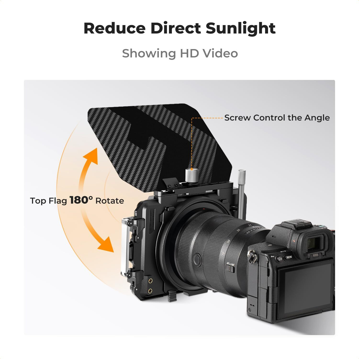 K&F Concept Mini Matte Box, Dslr Matte Box With Carbon Fiber Top Flag Square Filters Trays, For 67/72/77/82/95Mm Lenses, For 4X5.65 Square Nd Uv Filter/Circular Filter